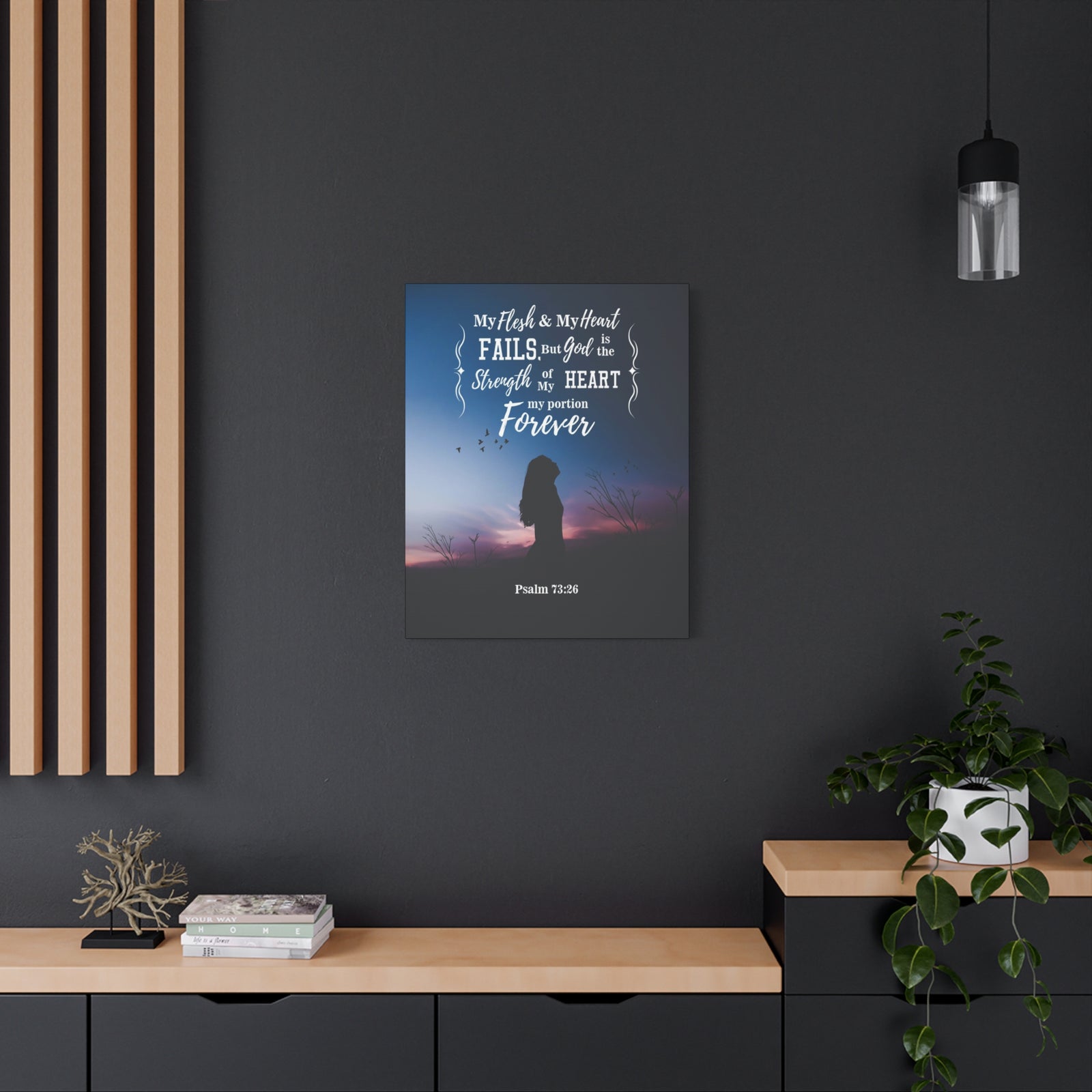 Scripture Canvas My Flesh and Heart Psalm 73:26 Christian Wall Art Bible Verse Print Ready to Hang-Express Your Love Gifts