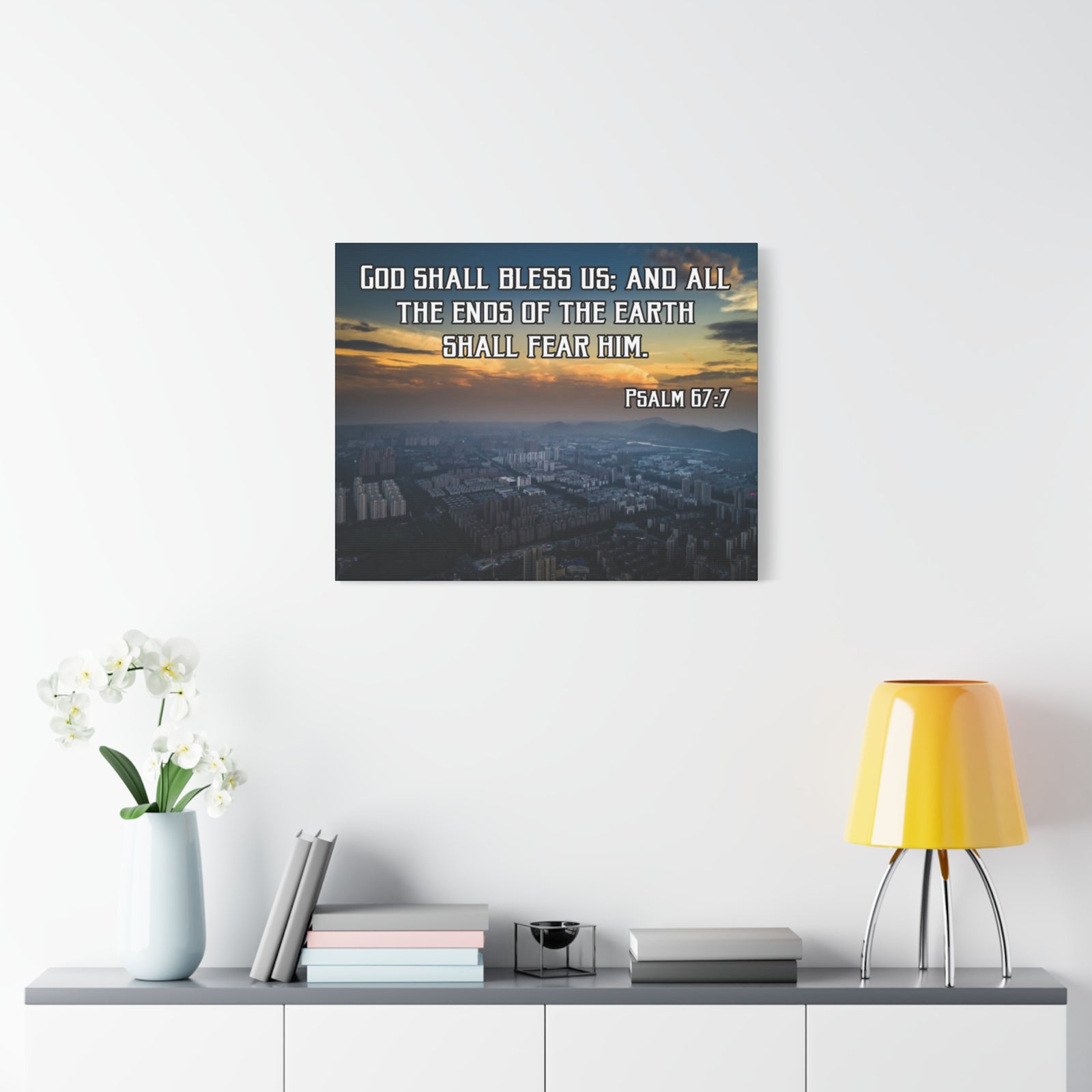 Bible Verse Canvas God Shall Bless Us Psalm 67:7 Christian Home Décor Wall Art Scripture Ready to Hang Faith Print-Express Your Love Gifts