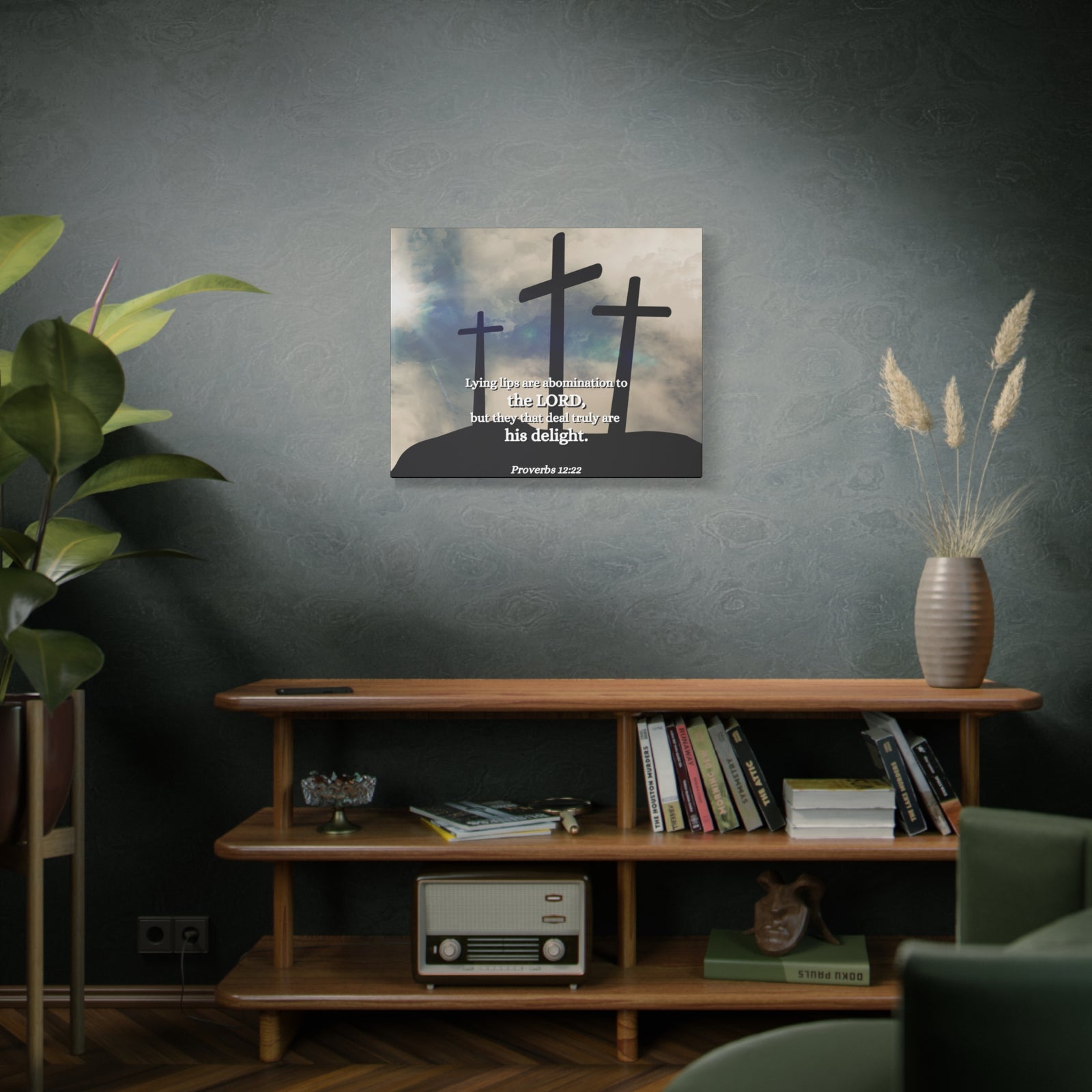 Scripture Canvas Lying Lips Proverbs 12:22 Christian Wall Art Bible Verse Print Ready to Hang-Express Your Love Gifts