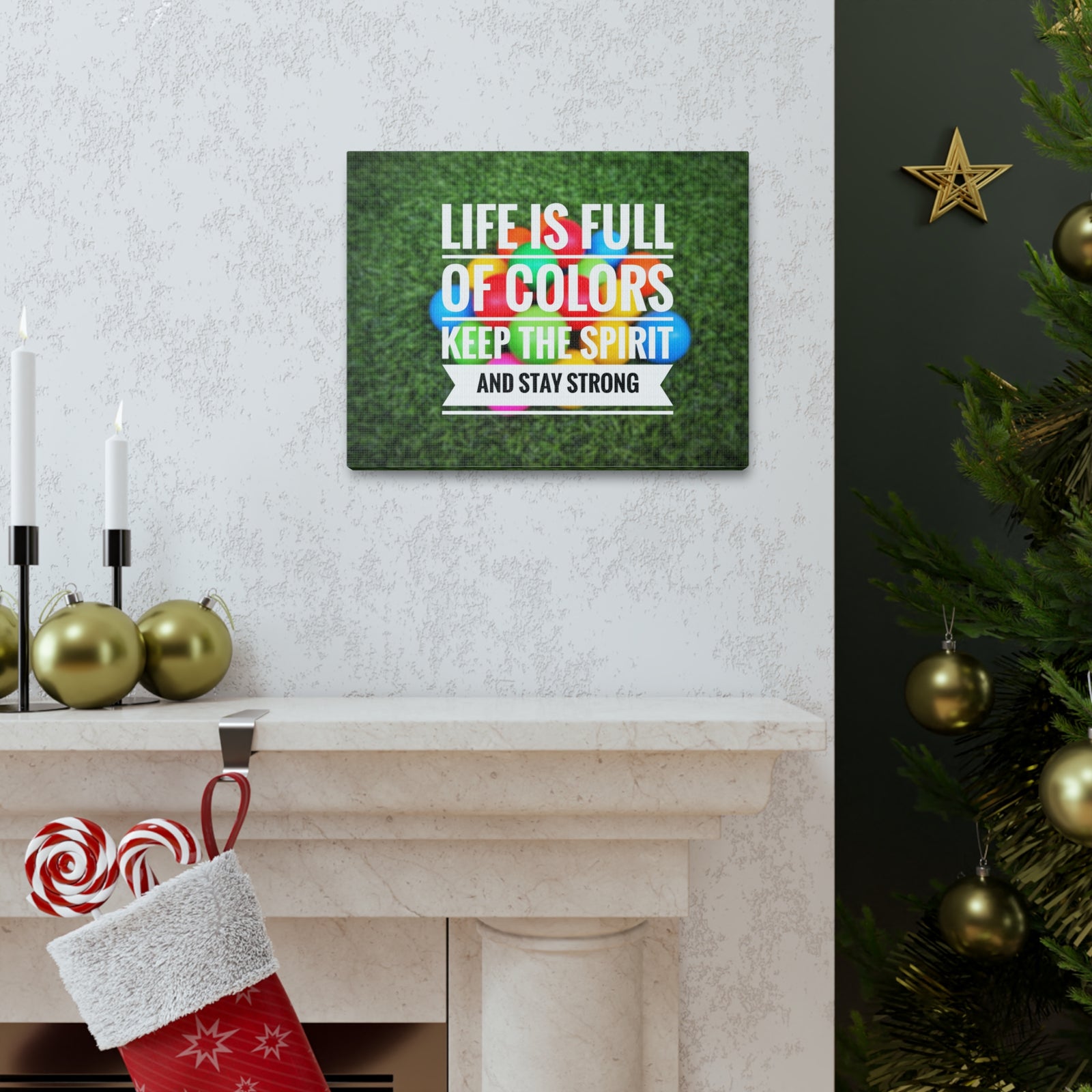 Inspirational Quote Canvas Life Is Full Of Colors Motivational Print Ready to Hang Artwork-Express Your Love Gifts
