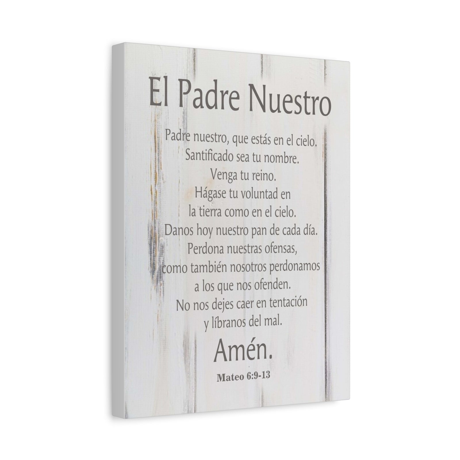 Scripture Canvas Lords Prayer Spanish El Padre Nuestro White Wood Christian Wall Art Print Ready to Hang