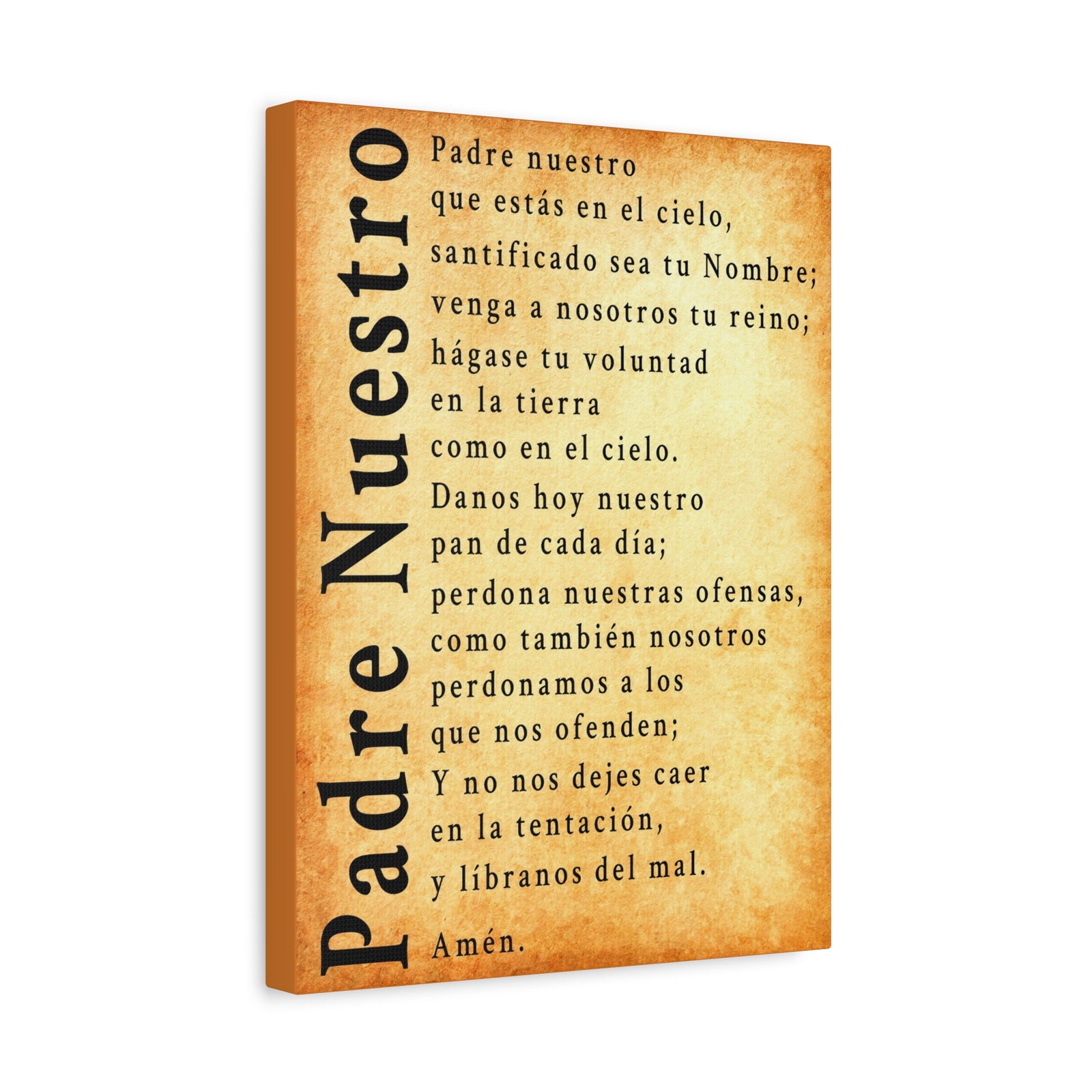 Scripture Walls Padre Nuestro Lord's Prayer Spanish Gold Canvas Christian Wall Art Ready to Hang Unframed-Express Your Love Gifts