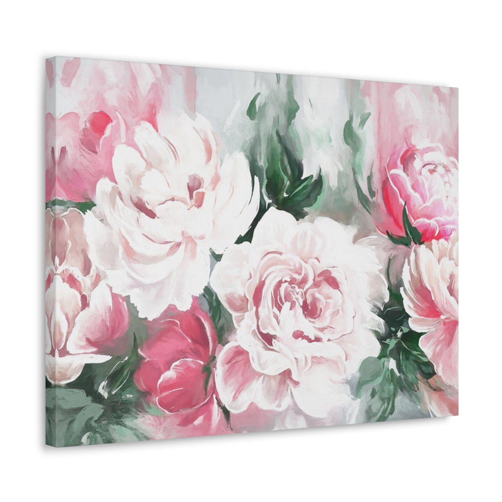 Pink And White Flower Rose And Peonies Flower Canvas Wall Art for Home Decor Ready-to-Hang-Express Your Love Gifts