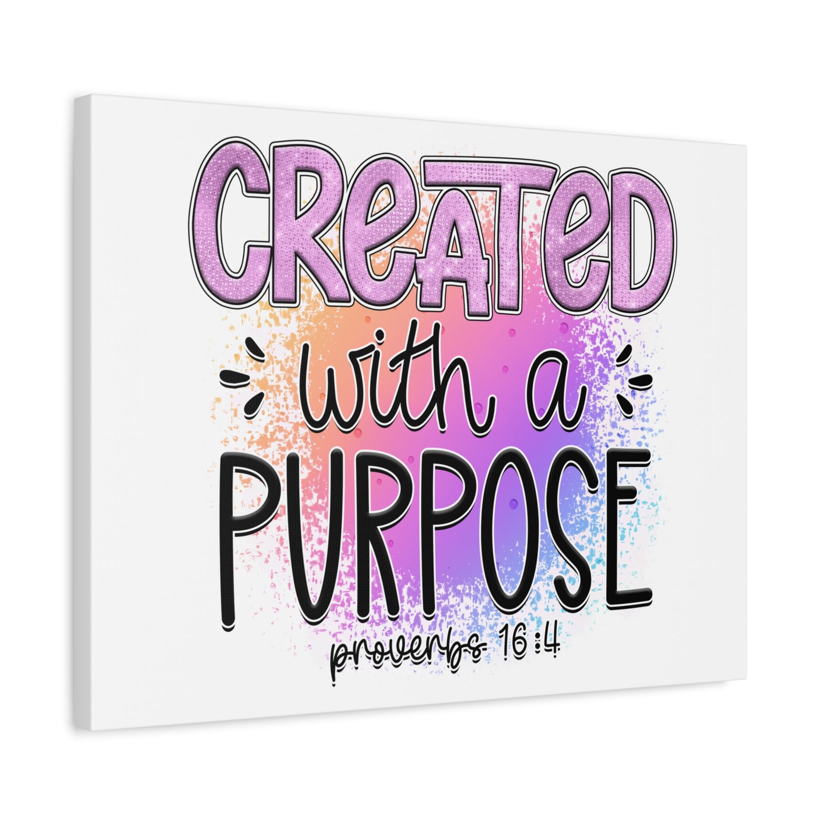 Scripture Walls Proverbs 16:4 Created With a Purpose Purple Bible Verse Canvas Christian Wall Art Ready to Hang Unframed-Express Your Love Gifts