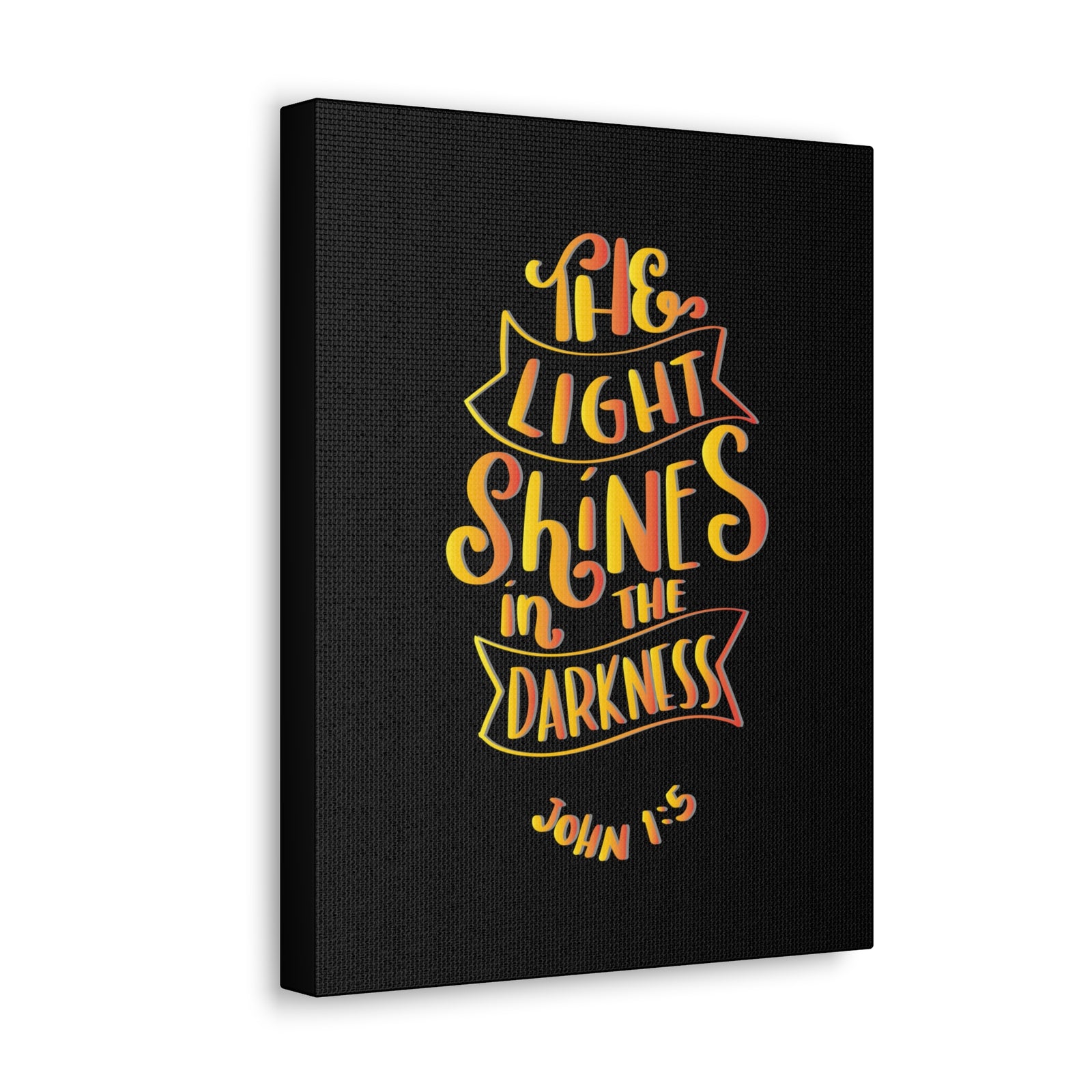 Scripture Canvas Light Shines In The Darkness John 1:5 Christian Wall Art Bible Verse Print Ready to Hang-Express Your Love Gifts