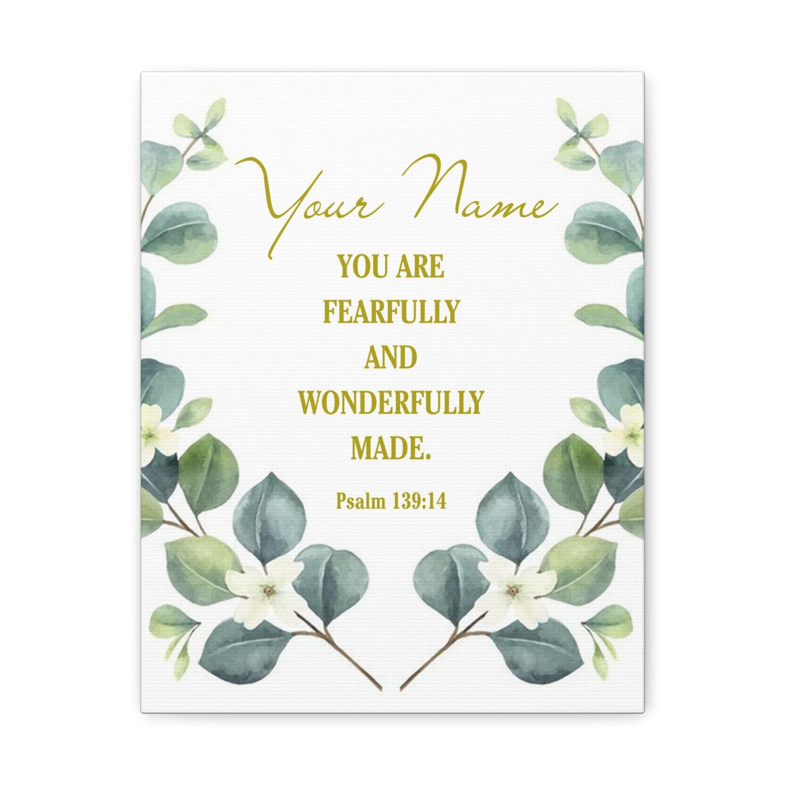 Personalized Psalm 139:14 Bible Verse Canvas Christian Wall Art Ready to Hang-Express Your Love Gifts