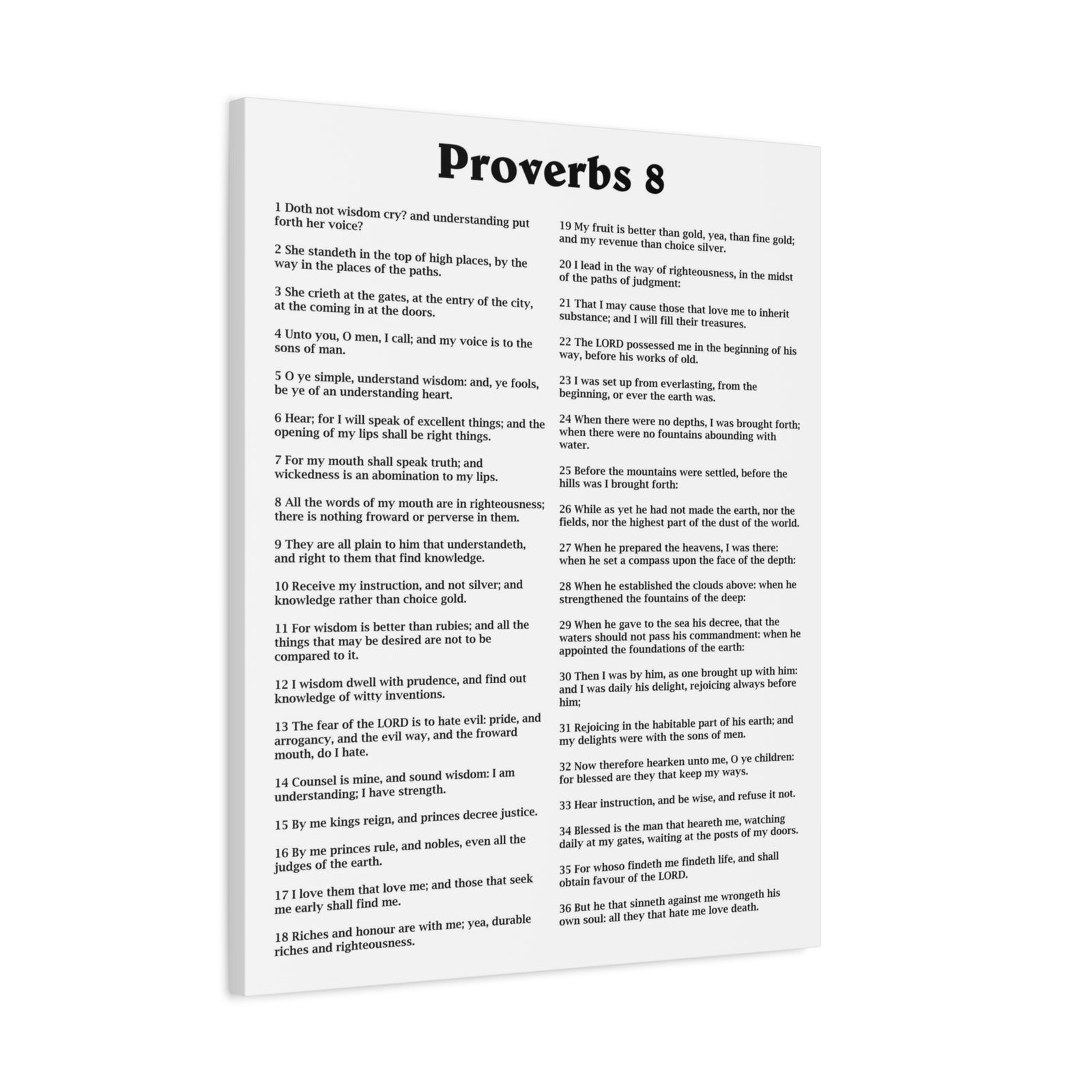 Scripture Walls Proverbs Chapter 8 White Bible Canvas Christian Wall Art Ready to Hang Unframed-Express Your Love Gifts