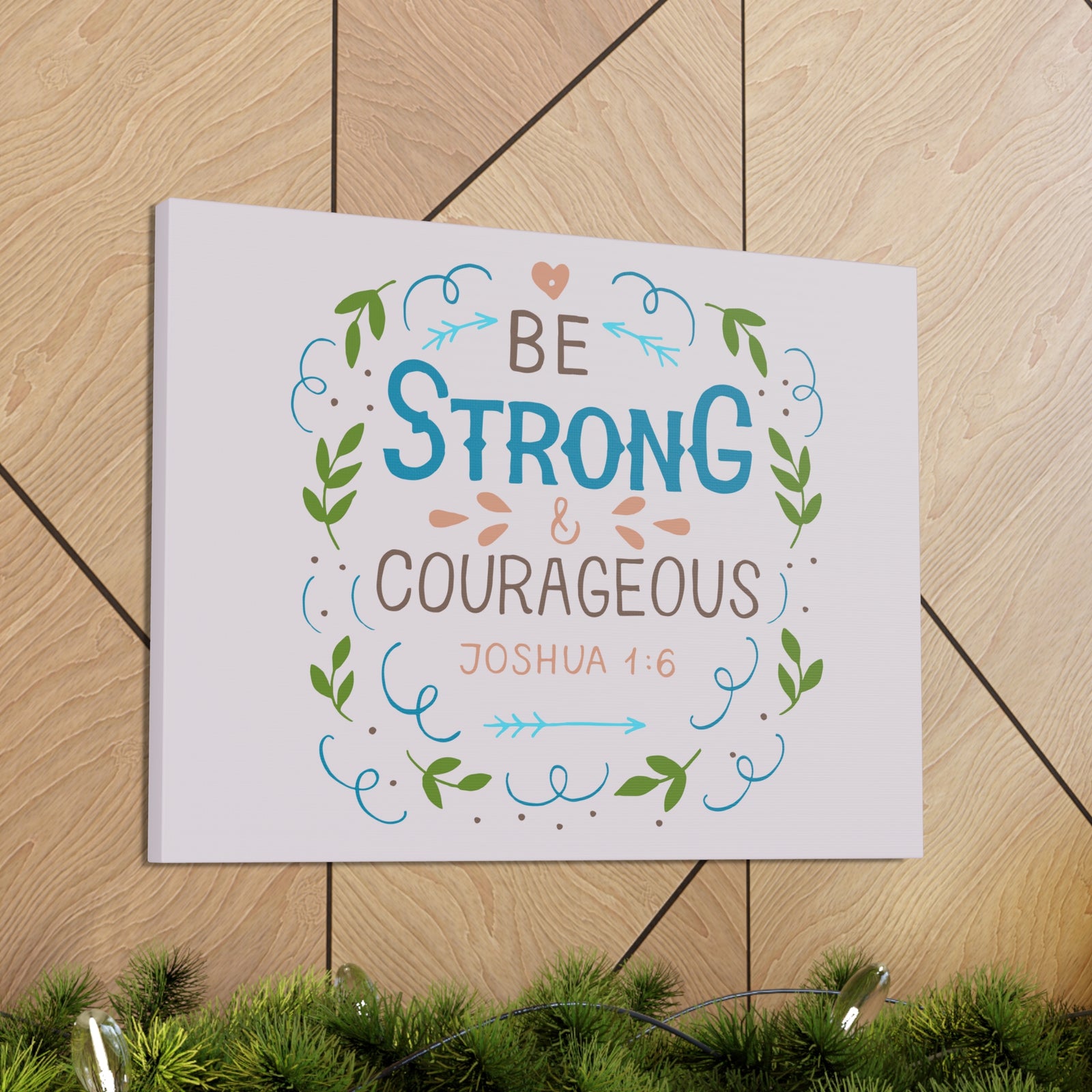 Scripture Canvas Be Strong And Courageous Joshua 1:6 Christian Wall Art Bible Verse Print Ready To Hang-Express Your Love Gifts