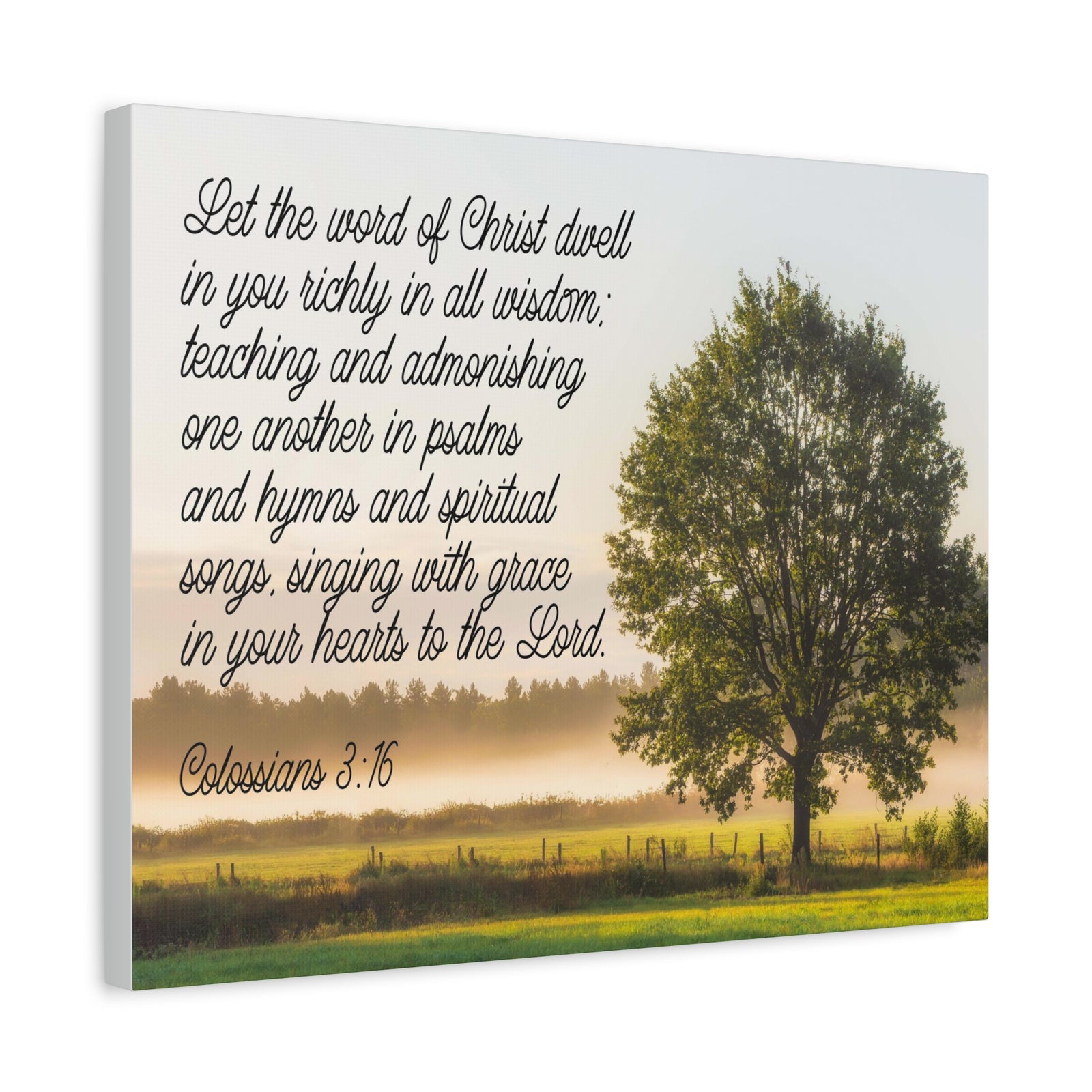 Scripture Canvas Psalms, Hymns and Spiritual Songs Colossians 3:16 Christian Wall Art Bible Verse Print Ready to Hang-Express Your Love Gifts