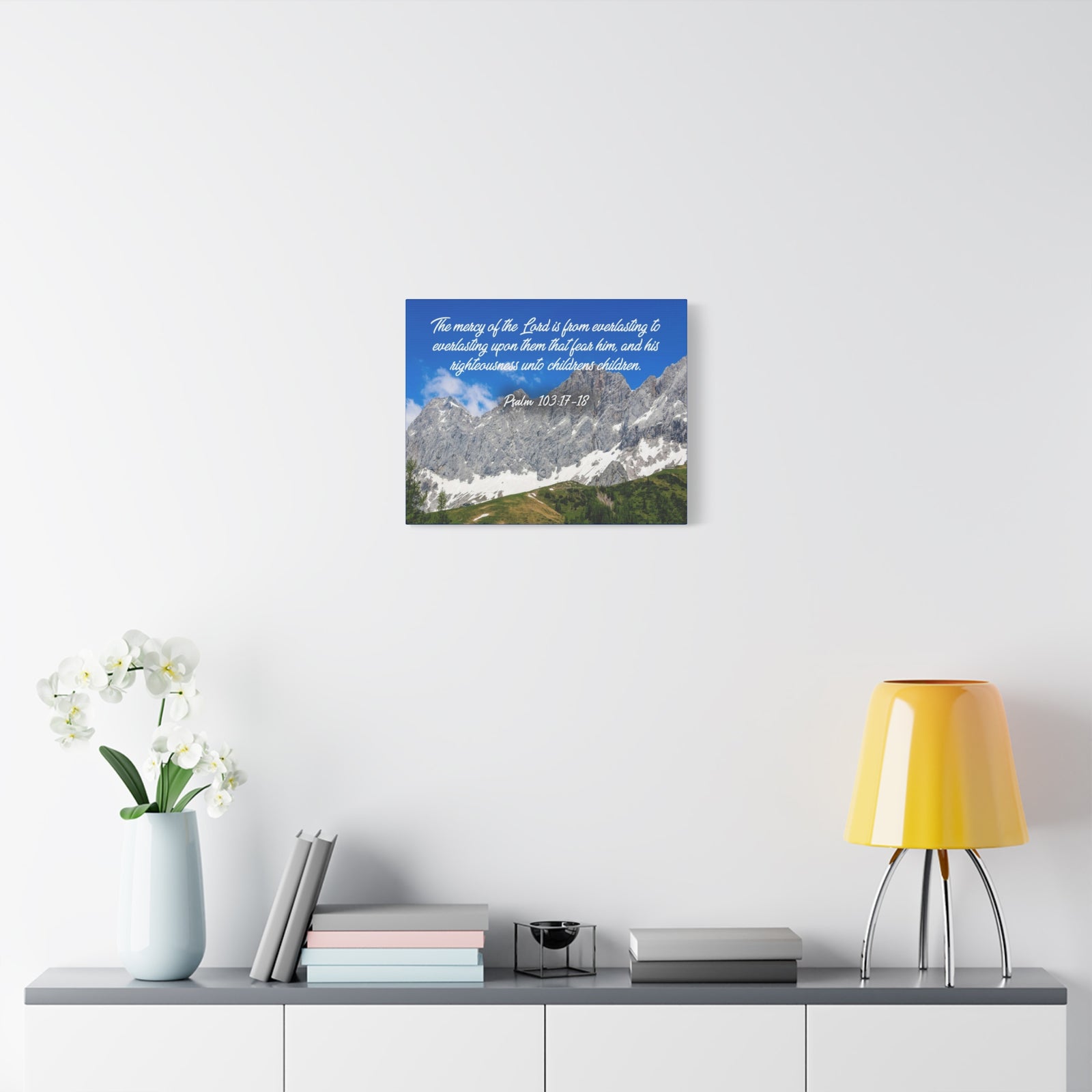 Scripture Canvas The Mercy of The Lord Psalm 103:17-18 Christian Wall Art Bible Verse Print Ready to Hang-Express Your Love Gifts
