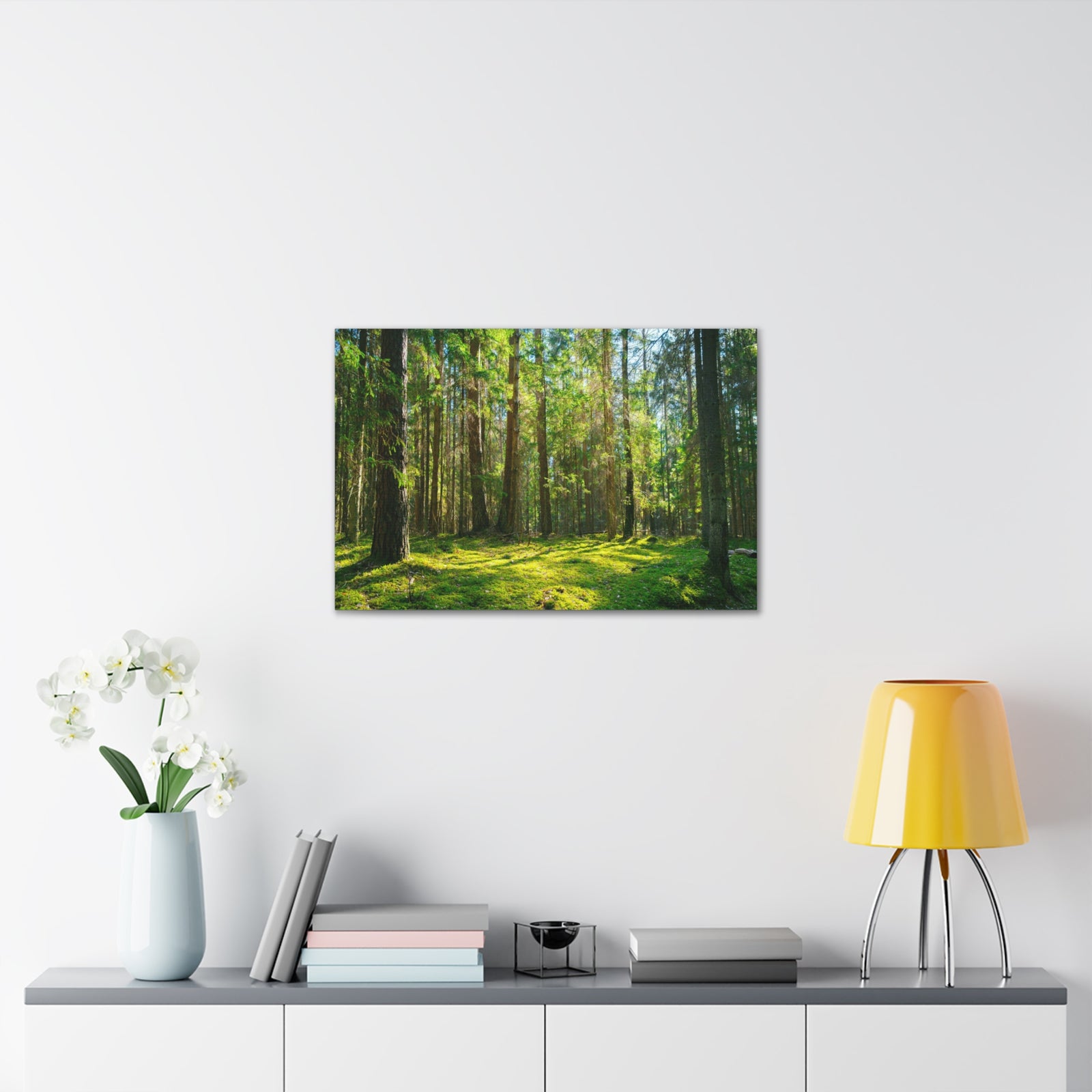 Sunlight Green Forest Tree Nature Wilderness Photography Canvas Wall Art for Home Decor Ready-to-Hang-Express Your Love Gifts