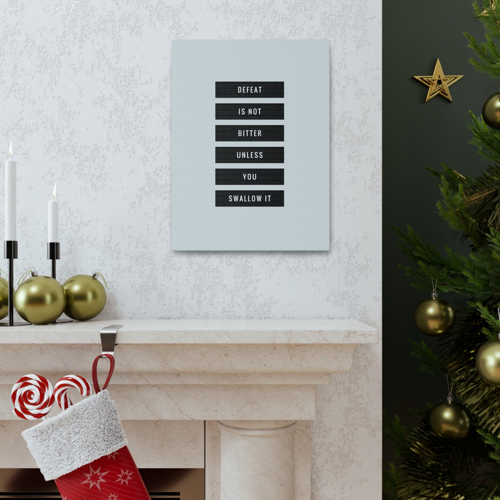 Inspirational Wall Art Defeat Is Not Bitter Motivation Wall Decor for Home Office Gym Inspiring Success Quote Print Ready to Hang-Express Your Love Gifts