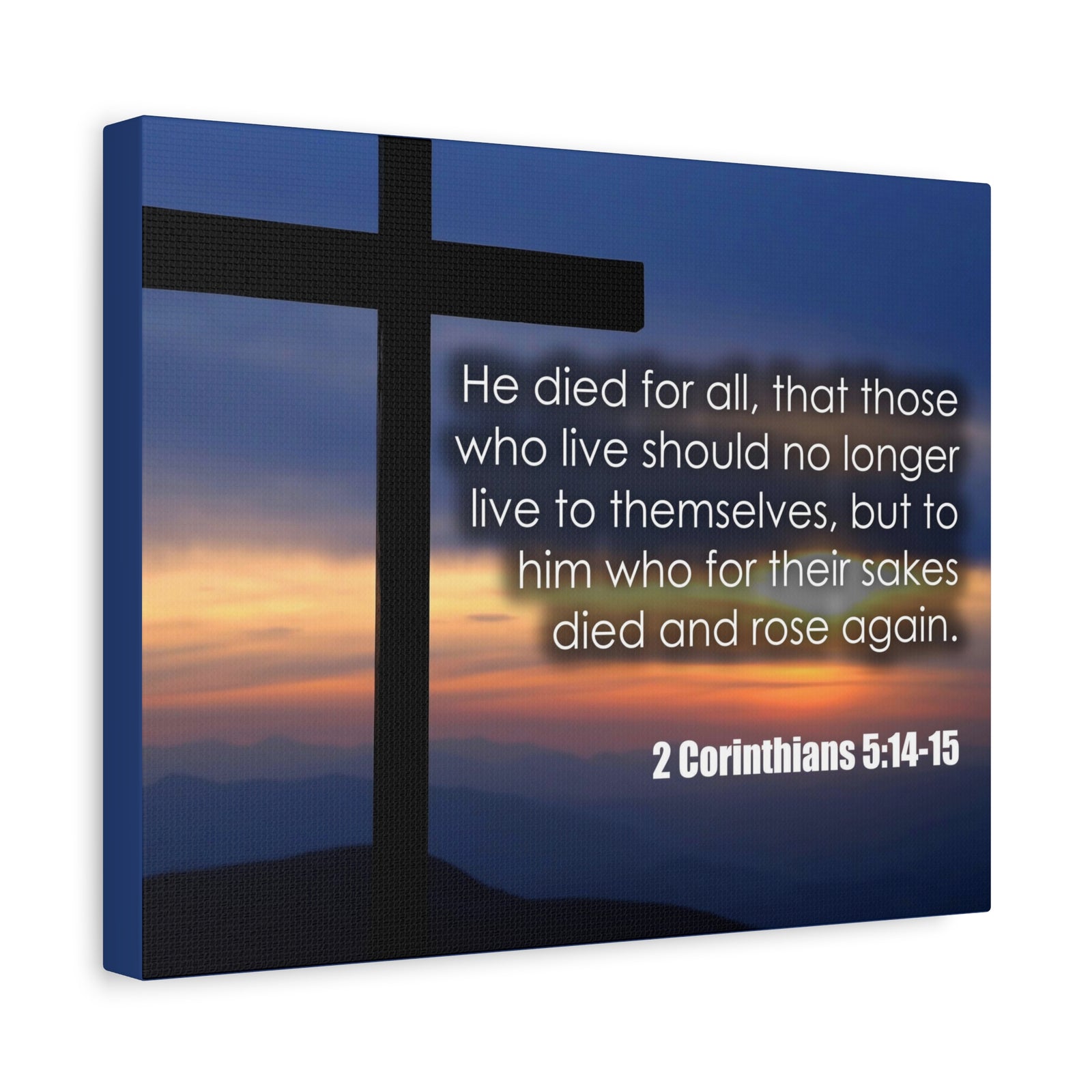 Bible Verse Canvas He Died For All 2 Corinthians 5:14-15 Christian Home Décor Wall Art Scripture Ready to Hang Faith Print-Express Your Love Gifts