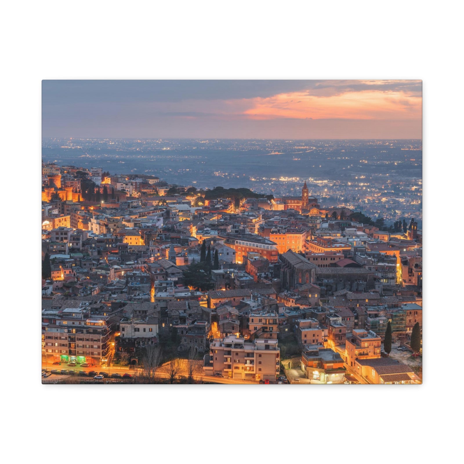Rome Night Skyline Canvas Artwork High-Quality Breathtaking Stunning Cityscape for Home Decor Ready to Hang-Express Your Love Gifts