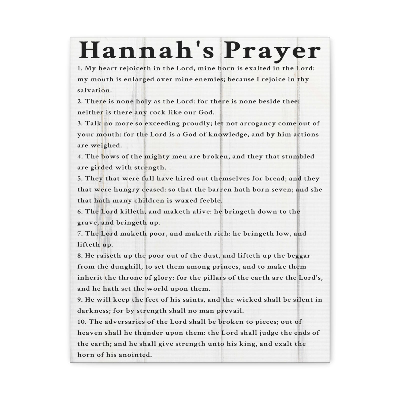 Scripture Walls Hannah's Prayer 1 Samuel 2:1–10 White Bible Verse Canvas Christian Wall Art Ready to Hang Unframed-Express Your Love Gifts