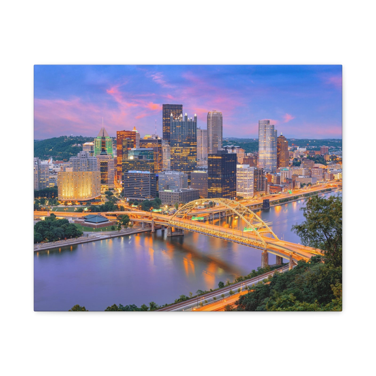 Pittsburgh Night Skyline Canvas Artwork High-Quality Breathtaking Stunning Cityscape for Home Decor Ready to Hang-Express Your Love Gifts