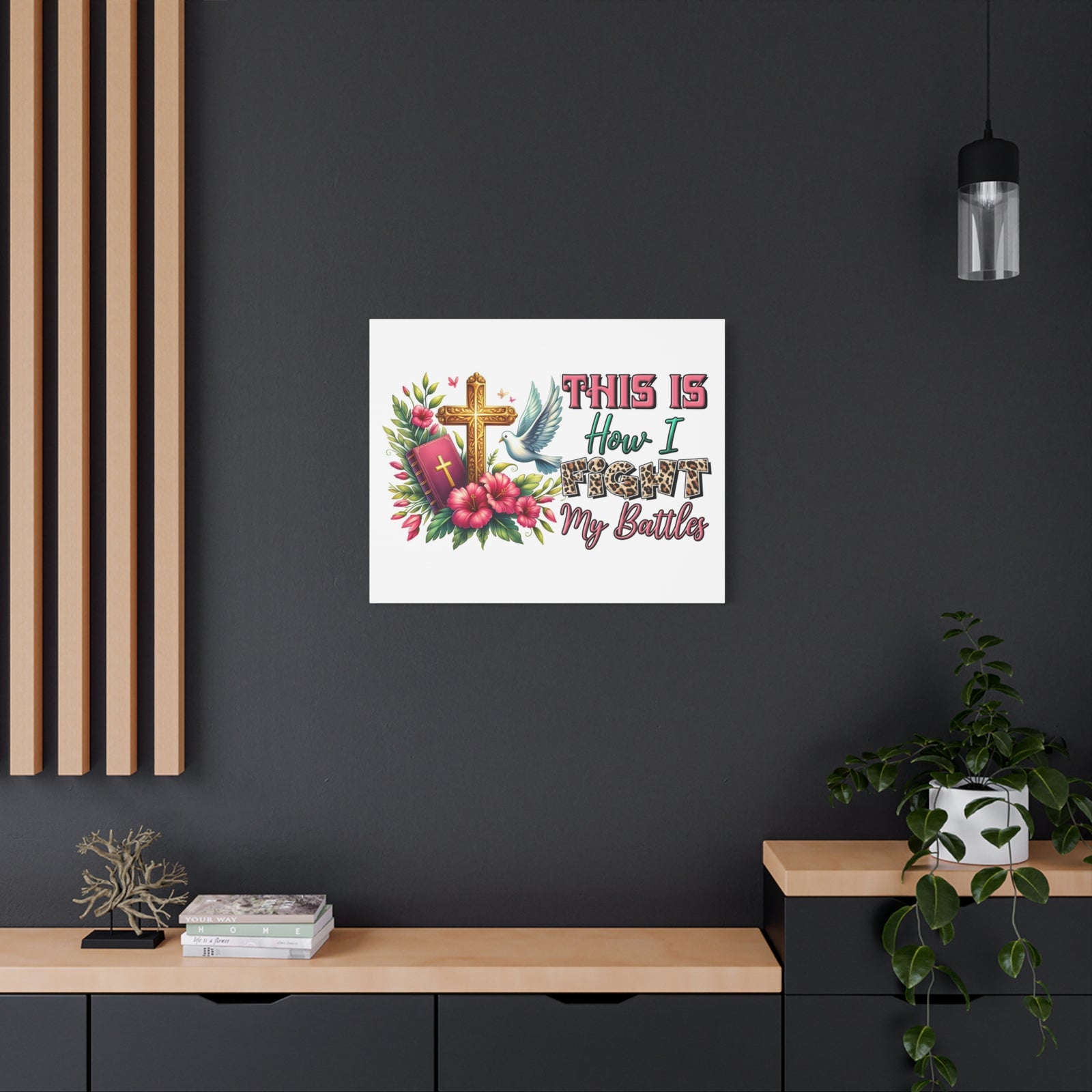 Scripture Walls How I Fight My Battles Bible Verse Canvas Christian Wall Art Ready to Hang Unframed-Express Your Love Gifts