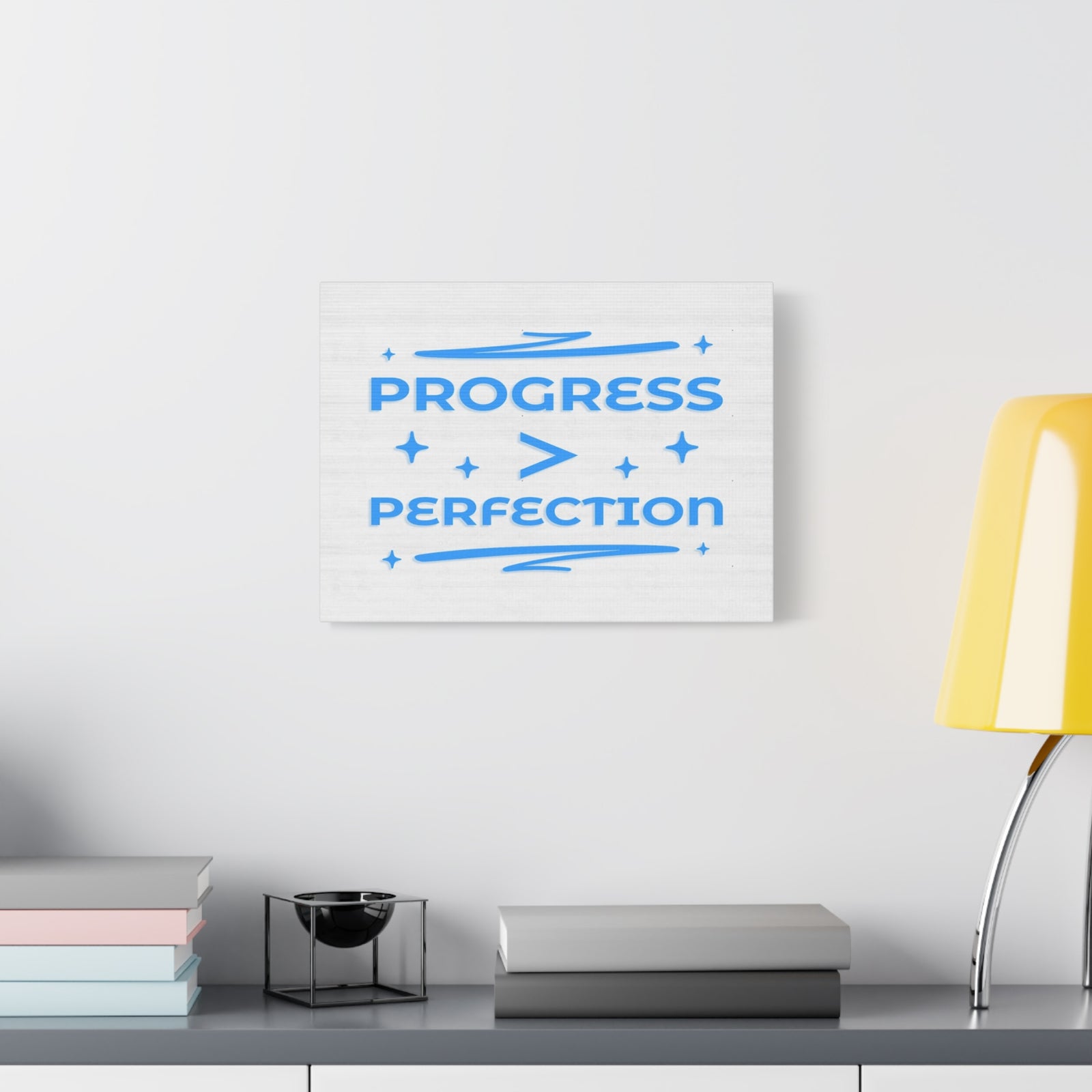 Progress > Perfection Inspirational Motivational Quote Canvas Wall Art for Home Decor Ready-to-Hang-Express Your Love Gifts