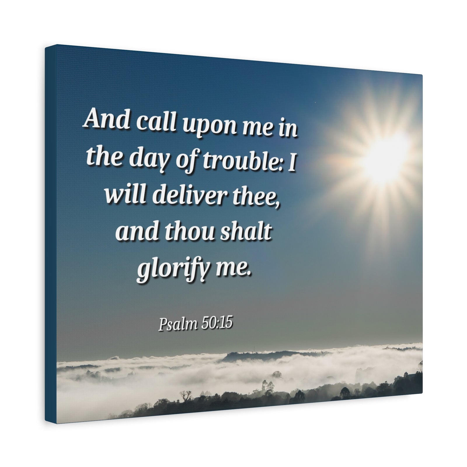 Scripture Canvas Day Of Trouble Psalms 50:15 Christian Wall Art Bible Verse Print Ready to Hang-Express Your Love Gifts