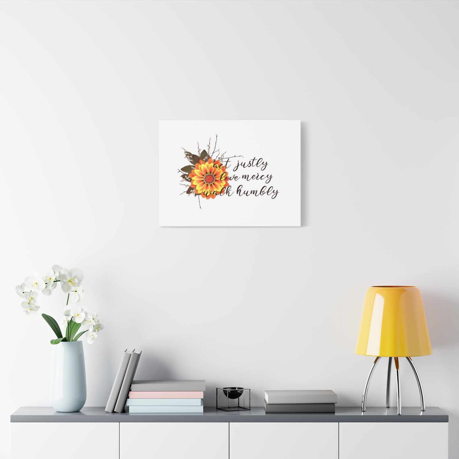 Scripture Walls Micah 6:8 Act Justly Sunflower Bible Verse Canvas Christian Wall Art Ready to Hang Unframed-Express Your Love Gifts