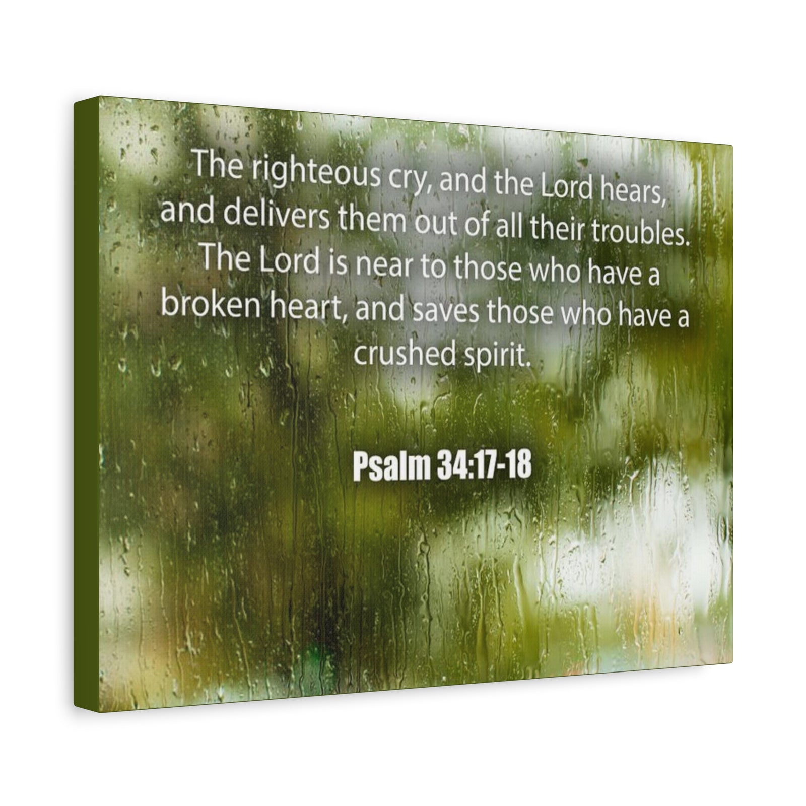 Scripture Canvas The Righteous Cry Psalm 34:17-18 Christian Wall Art Bible Verse Print Ready to Hang-Express Your Love Gifts