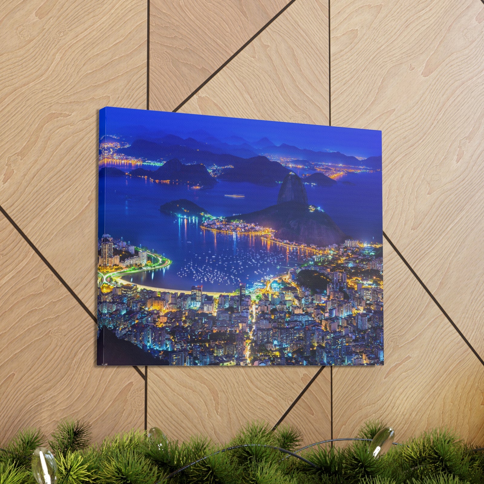 Rio de Janeiro Night Skyline Canvas Artwork High-Quality Breathtaking Stunning Cityscape for Home Decor Ready to Hang-Express Your Love Gifts