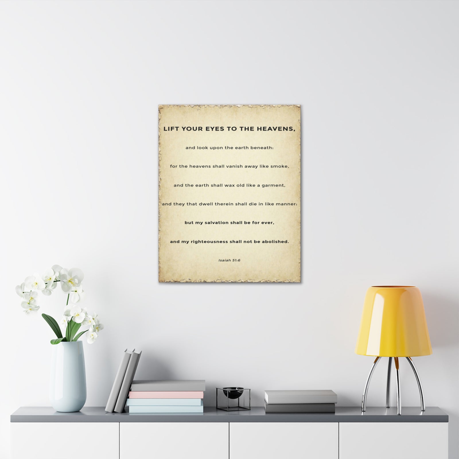 Scripture Walls Isaiah 51:6 Eternal Salvation Bible Verse Canvas Christian Wall Art Ready to Hang Unframed-Express Your Love Gifts