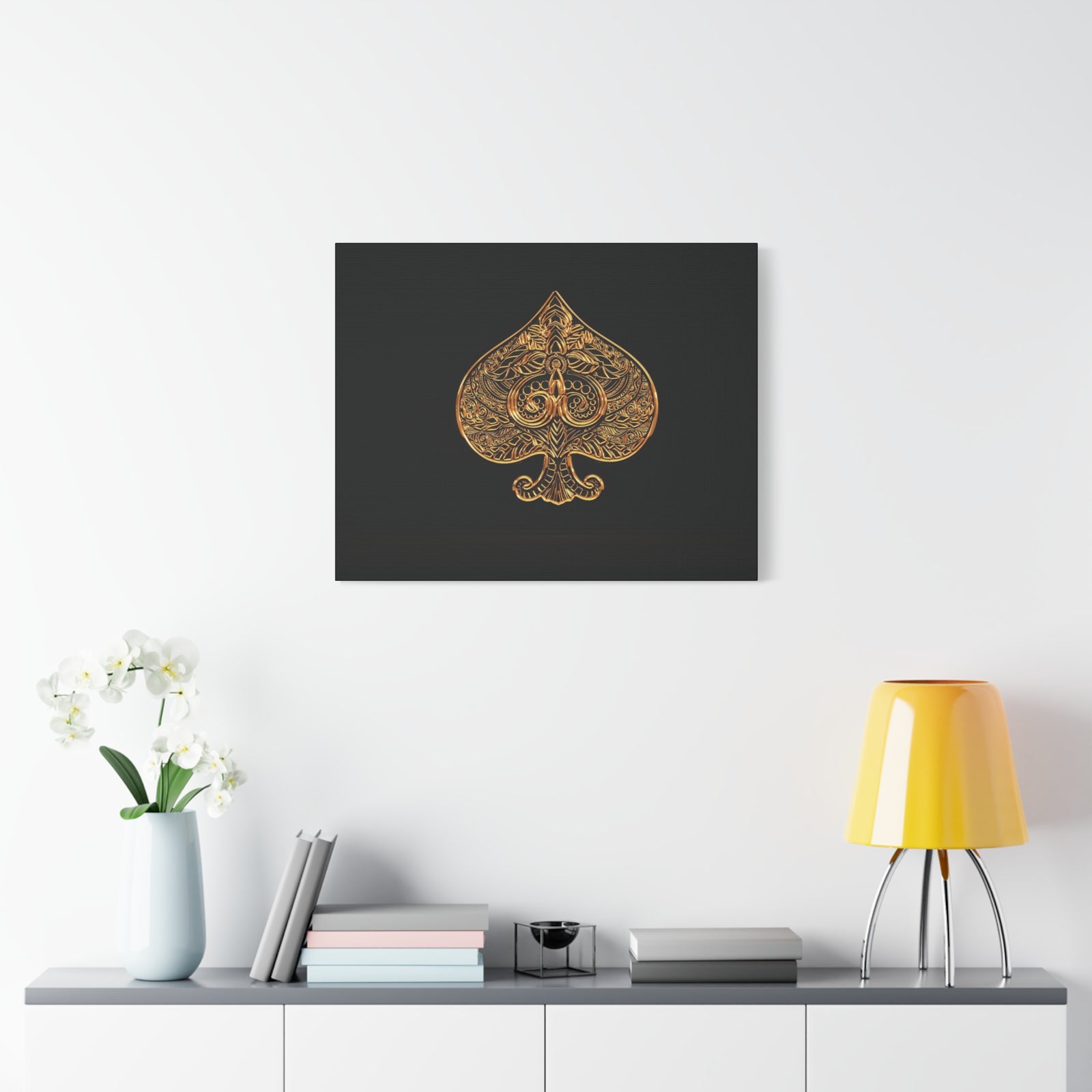 3D Gold Spades Playing Card Canvas Wall Art for Home Decor Ready-to-Hang-Express Your Love Gifts