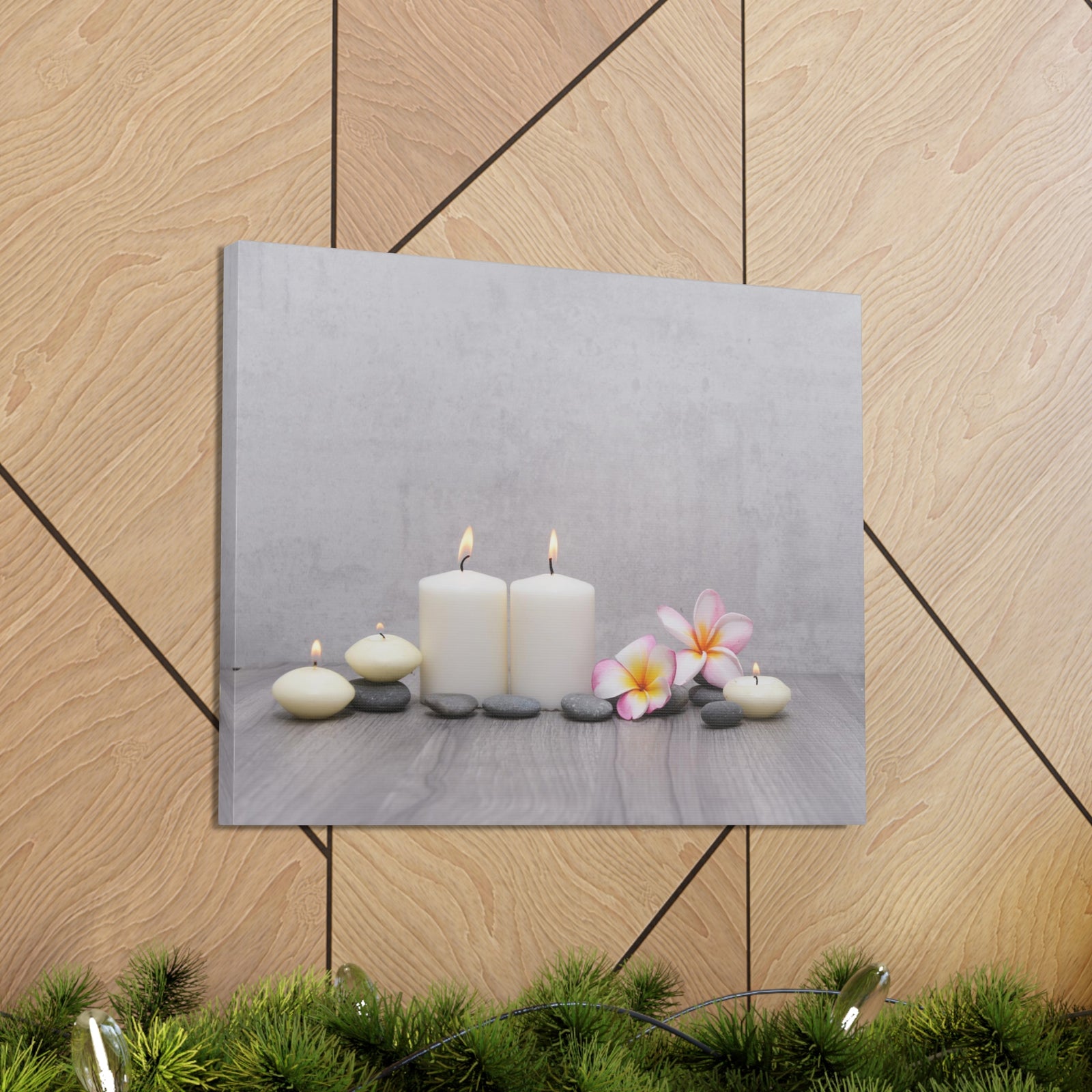 Pink Frangipani and Candle Forest Floral Nature Photography Canvas Wall Art for Home Decor Ready-to-Hang-Express Your Love Gifts