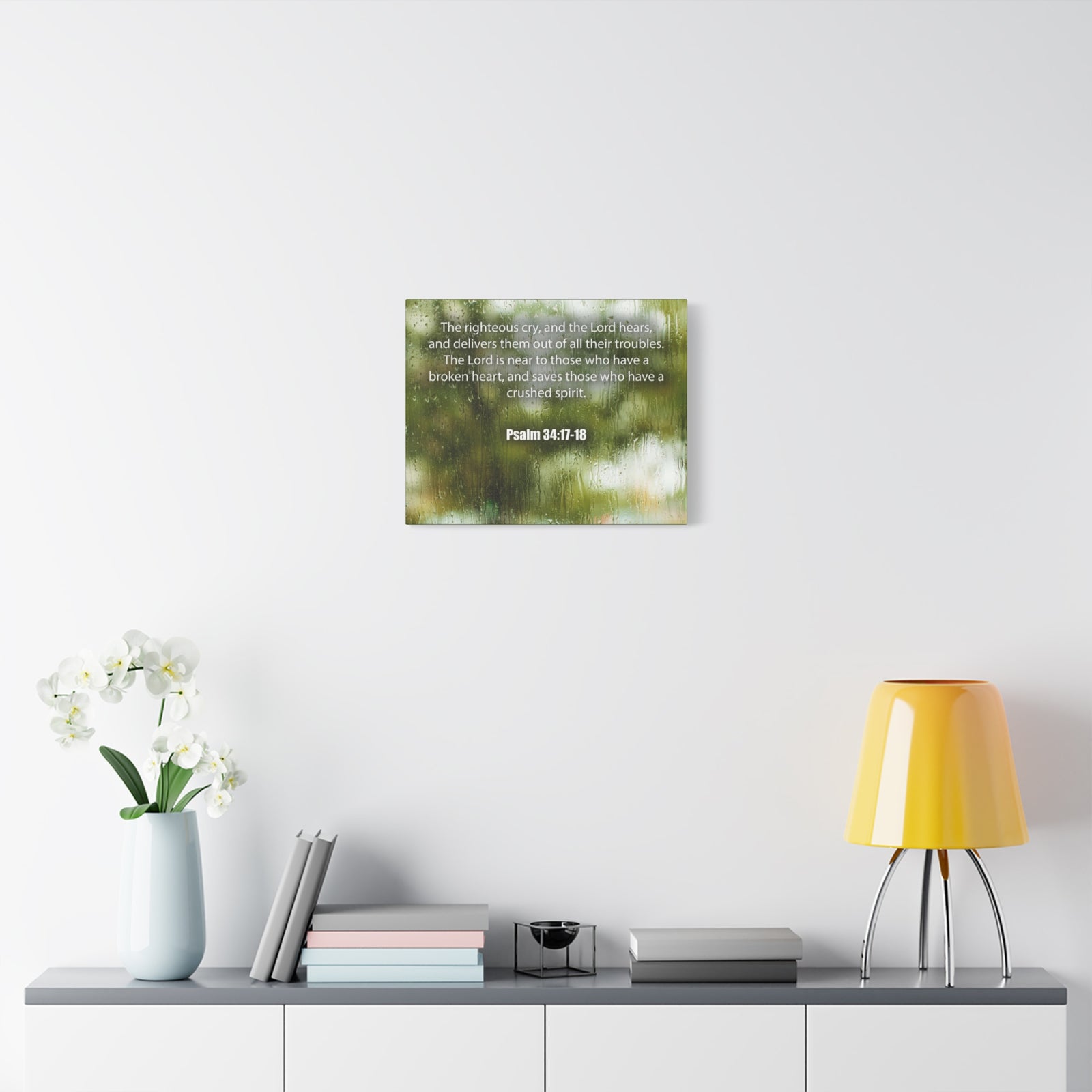 Scripture Canvas The Righteous Cry Psalm 34:17-18 Christian Wall Art Bible Verse Print Ready to Hang-Express Your Love Gifts