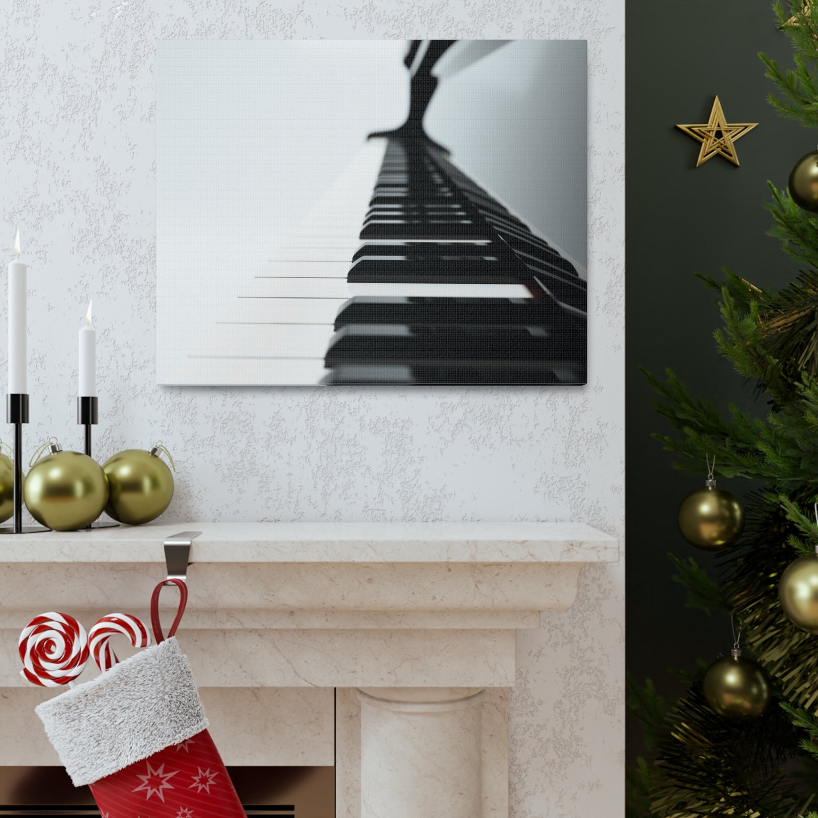 Piano Black And White Music Lover's Delight Piano Keyboard Canvas Wall Art for Home Decor Ready-to-Hang-Express Your Love Gifts
