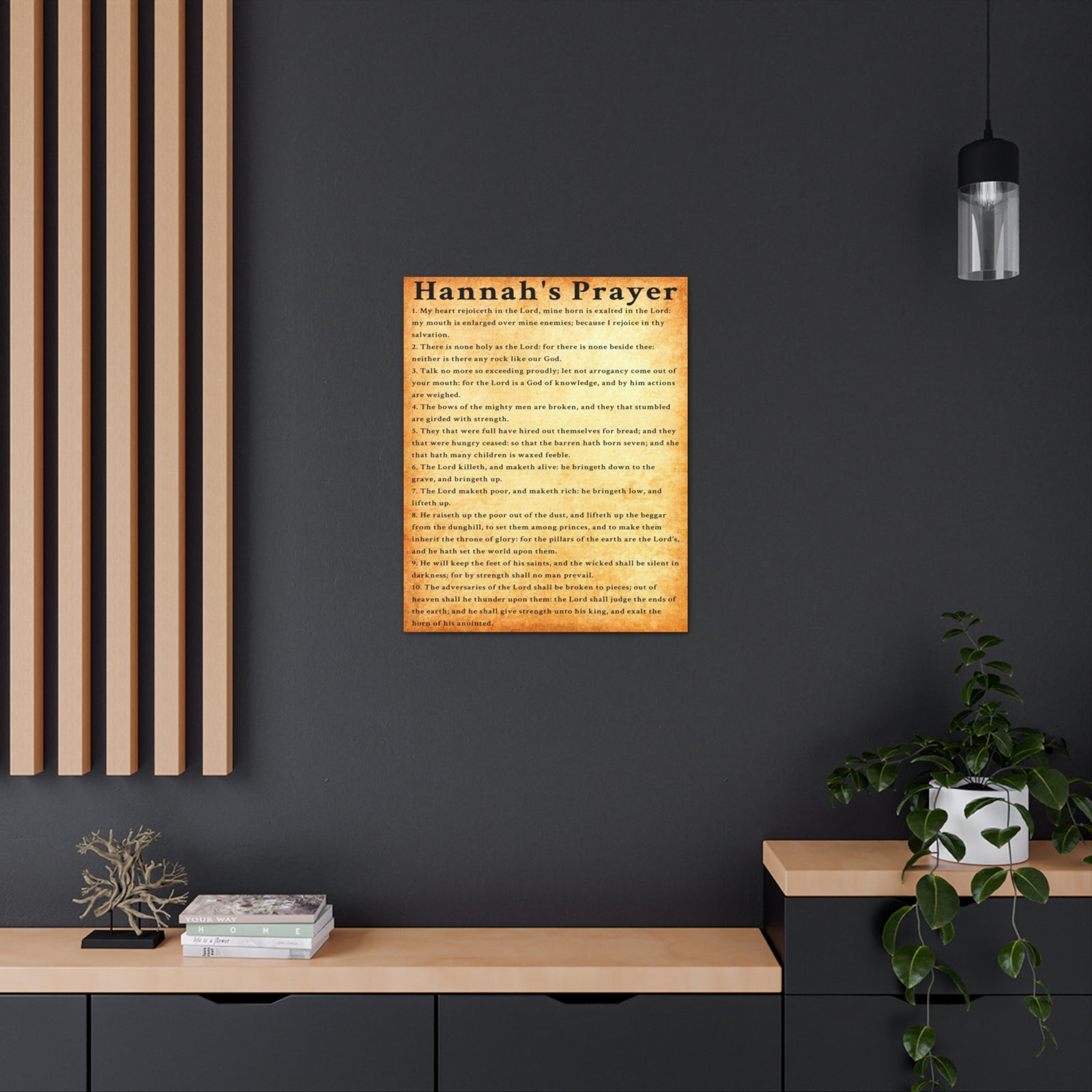 Scripture Walls Hannah's Prayer 1 Samuel 2:1–10 Gold Bible Verse Canvas Christian Wall Art Ready to Hang Unframed-Express Your Love Gifts