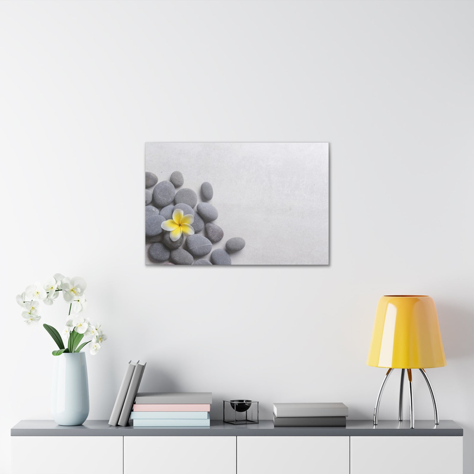Frangipani and Zen Stones Forest Floral Nature Photography Canvas Wall Art for Home Decor Ready-to-Hang-Express Your Love Gifts