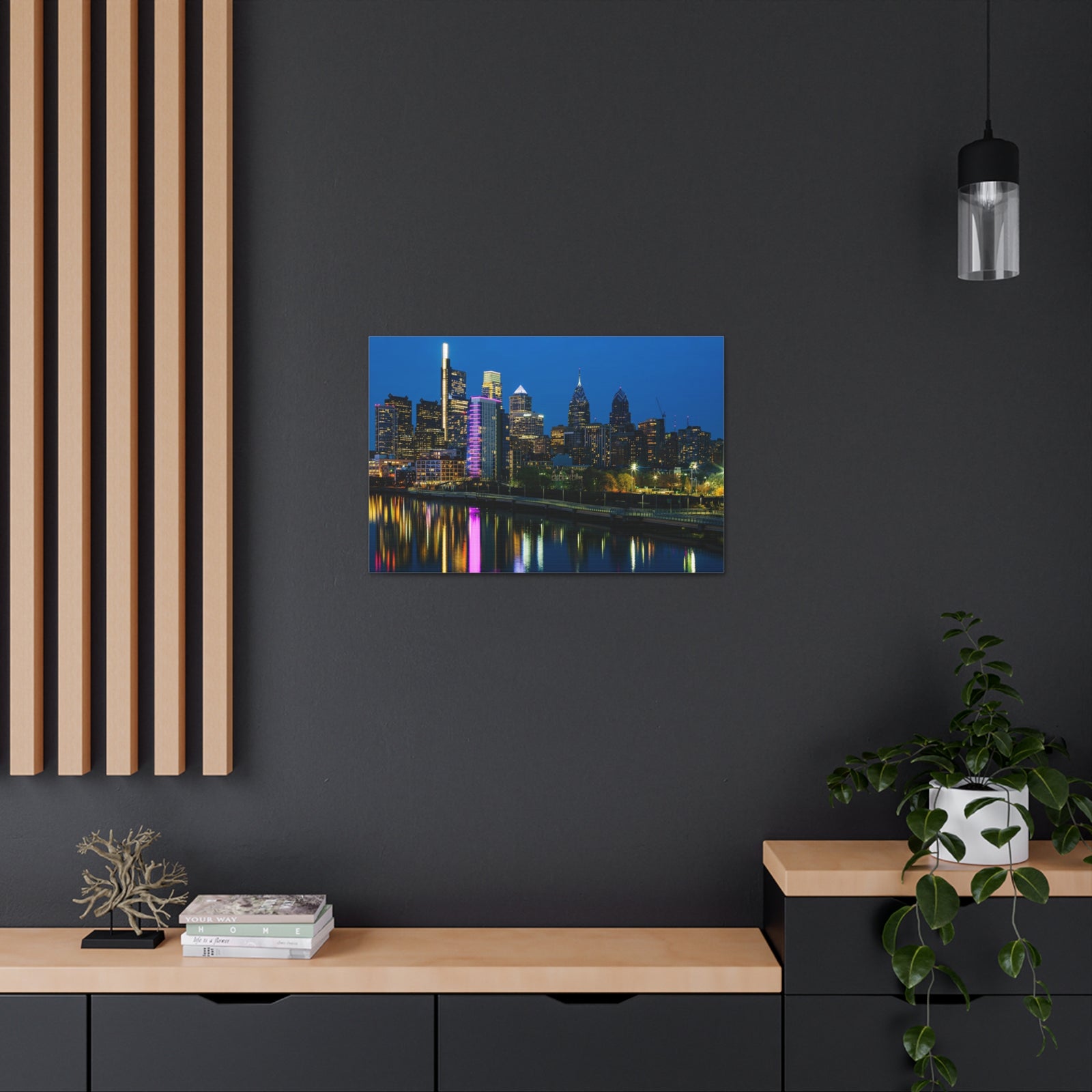 Philadelphia Night Skyline Canvas Artwork High-Quality Breathtaking Stunning Cityscape for Home Decor Ready to Hang-Express Your Love Gifts
