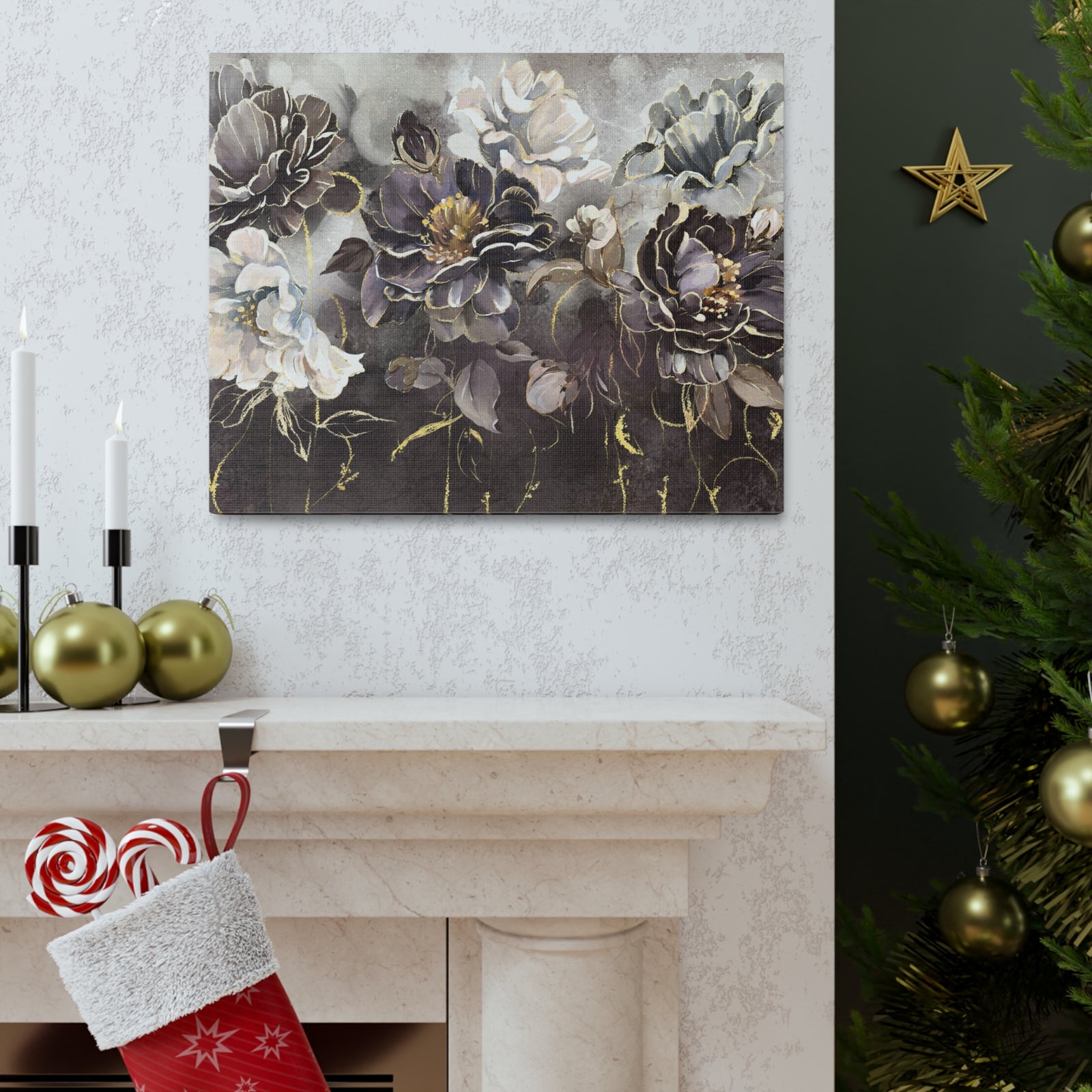 Oil Painting With Flower Rose & Leaves Flower Canvas Wall Art for Home Decor Ready-to-Hang-Express Your Love Gifts