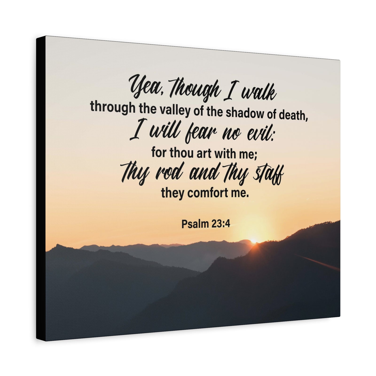 Bible Verse Canvas I WIll Fear No Evil Psalm 23:4 Wall Art Christian Home Decor Psalm 23:4-Express Your Love Gifts