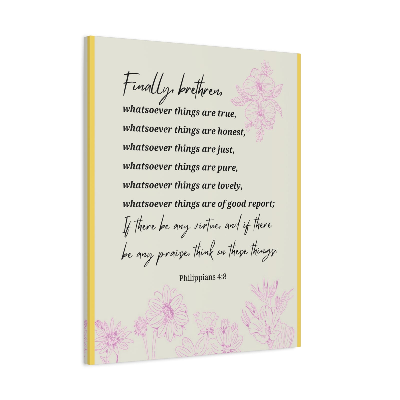Scripture Canvas Whatsoever Things Are Philippians 4:8 Christian Wall Art Bible Verse Print Ready to Hang-Express Your Love Gifts
