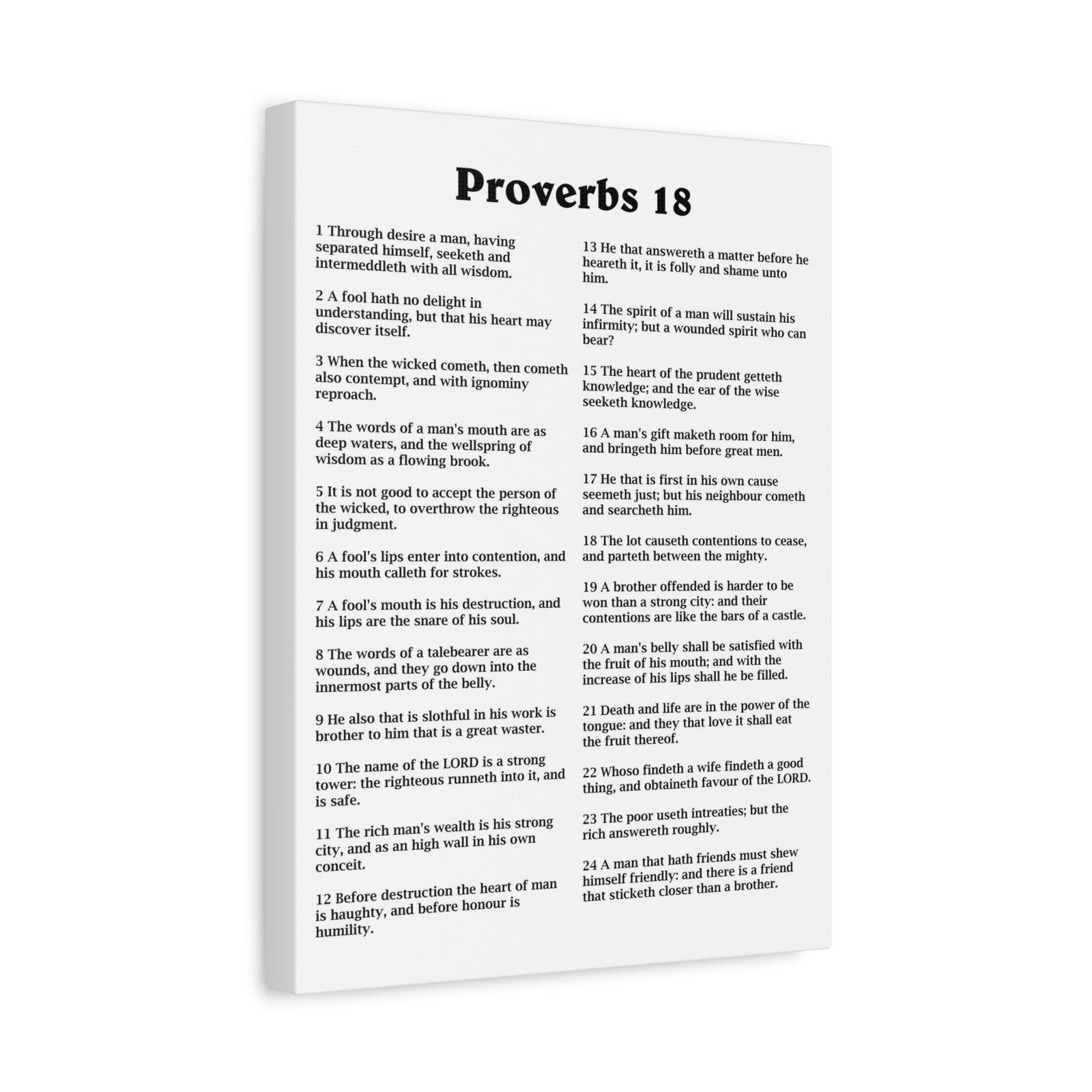 Scripture Walls Proverbs Chapter 18 White Bible Canvas Christian Wall Art Ready to Hang Unframed-Express Your Love Gifts