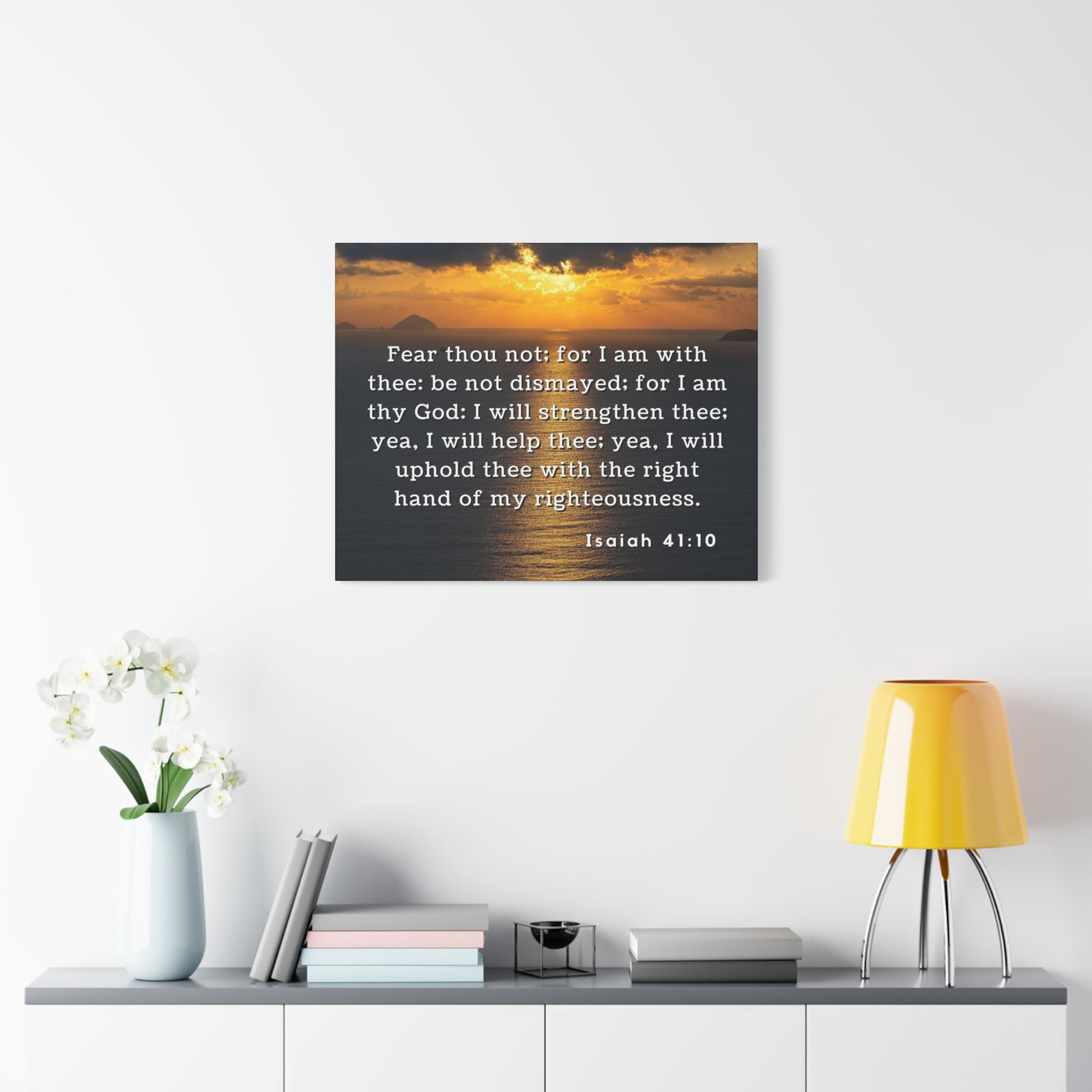 Scripture Walls Fear Thou Not Isaiah 41:10 Bible Verse Canvas Christian Wall Art Ready to Hang-Express Your Love Gifts