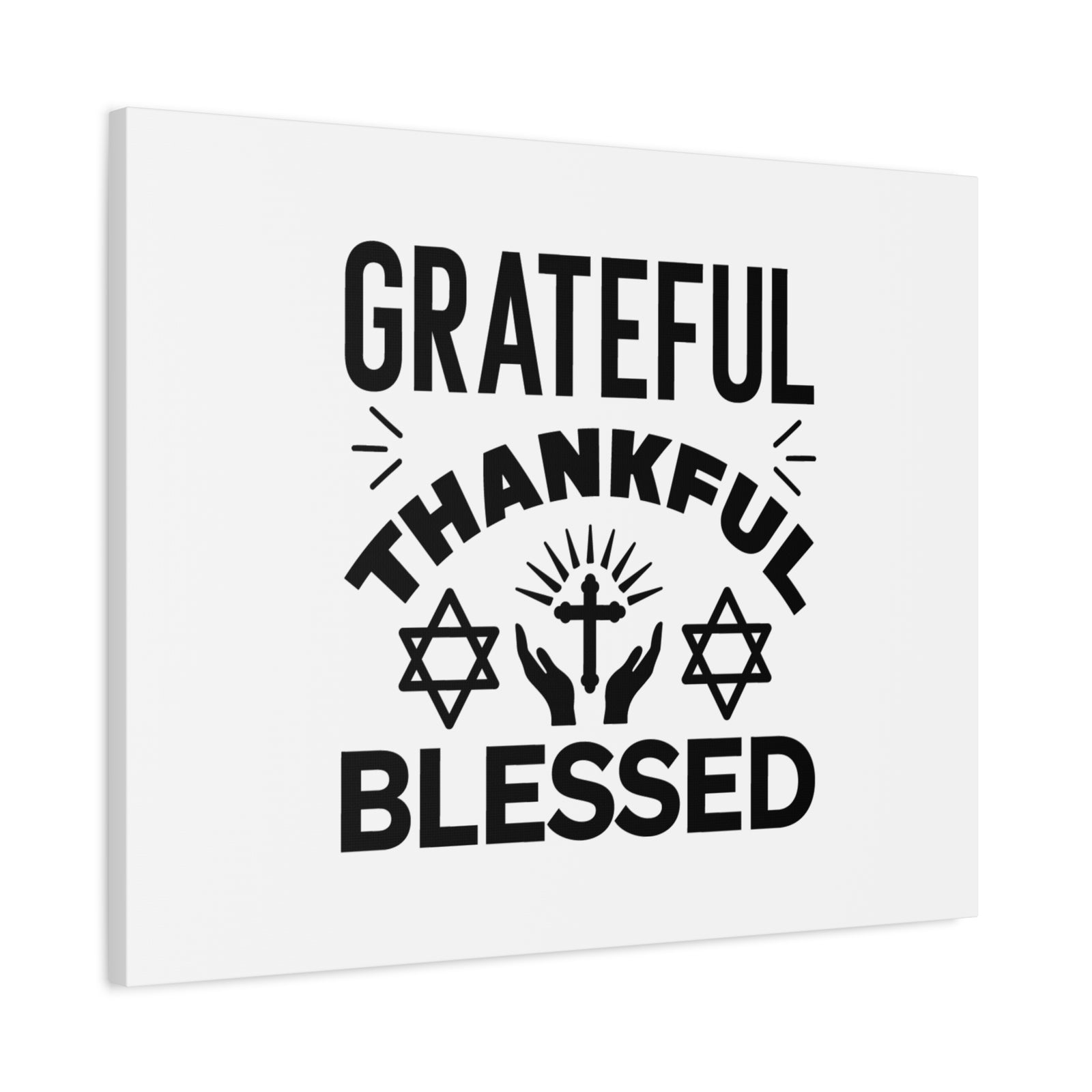 Scripture Canvas Grateful, Thankful, Blessed Psalm 107:1 Christian Wall Art Bible Verse Print Ready to Hang-Express Your Love Gifts