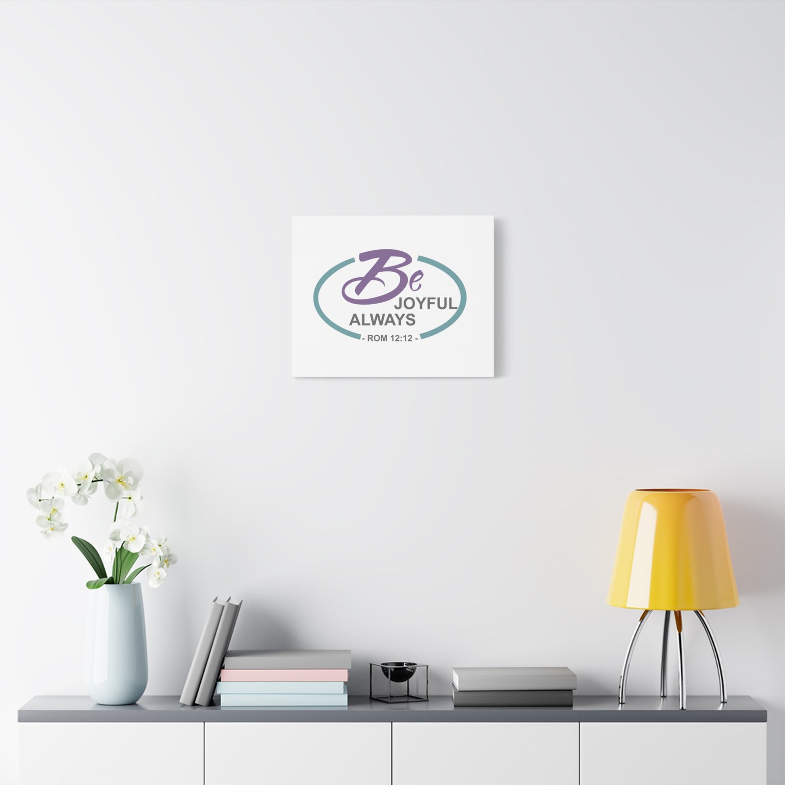 Scripture Canvas Joyful Always Romans 12:12 Dark Purple Christian Wall Art Bible Verse Print Ready to Hang-Express Your Love Gifts