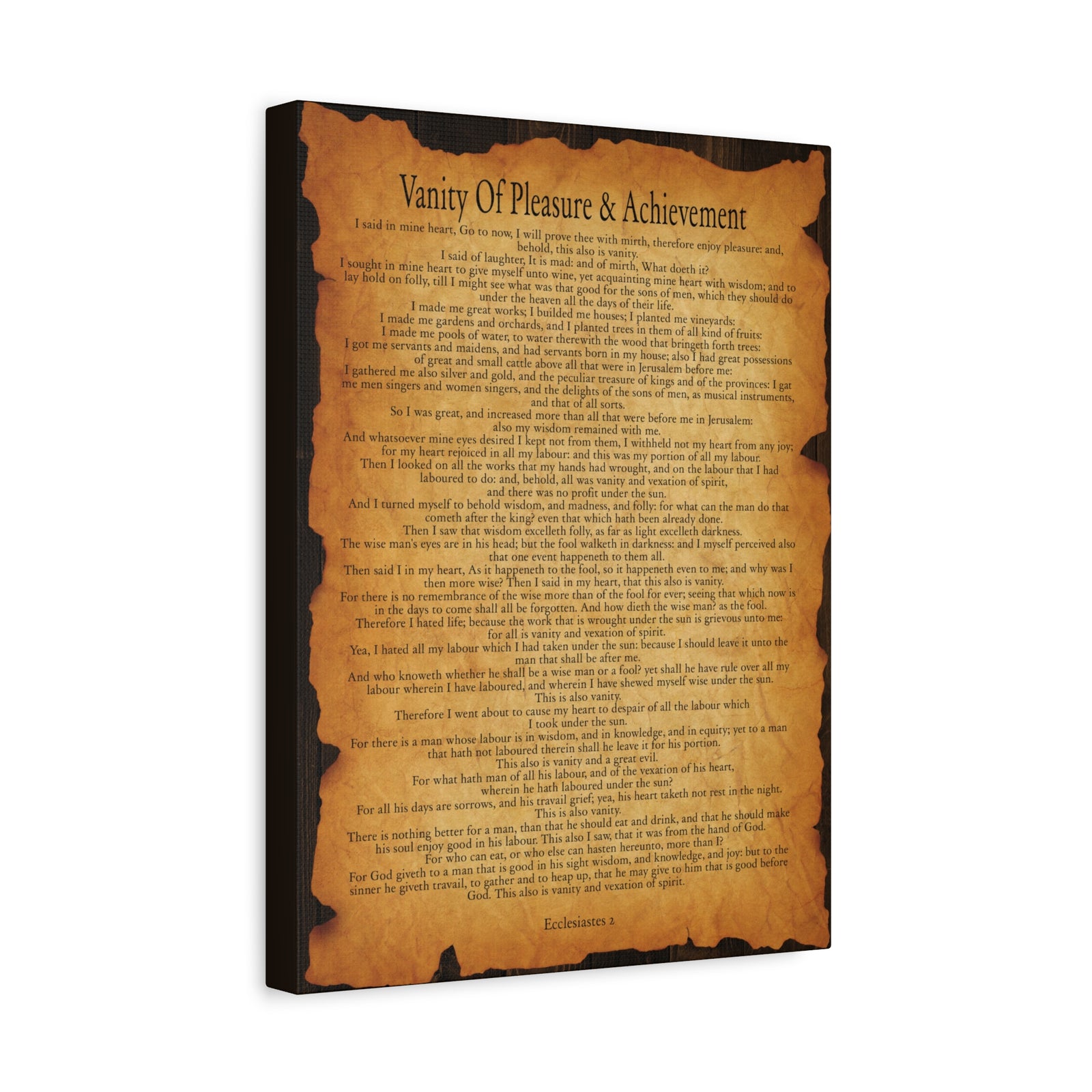 Scripture Walls Vanity Of Pleasure & Achievement Ecclesiastes 2 Gold Brown Bible Verse Canvas Christian Wall Art Ready to Hang-Express Your Love Gifts