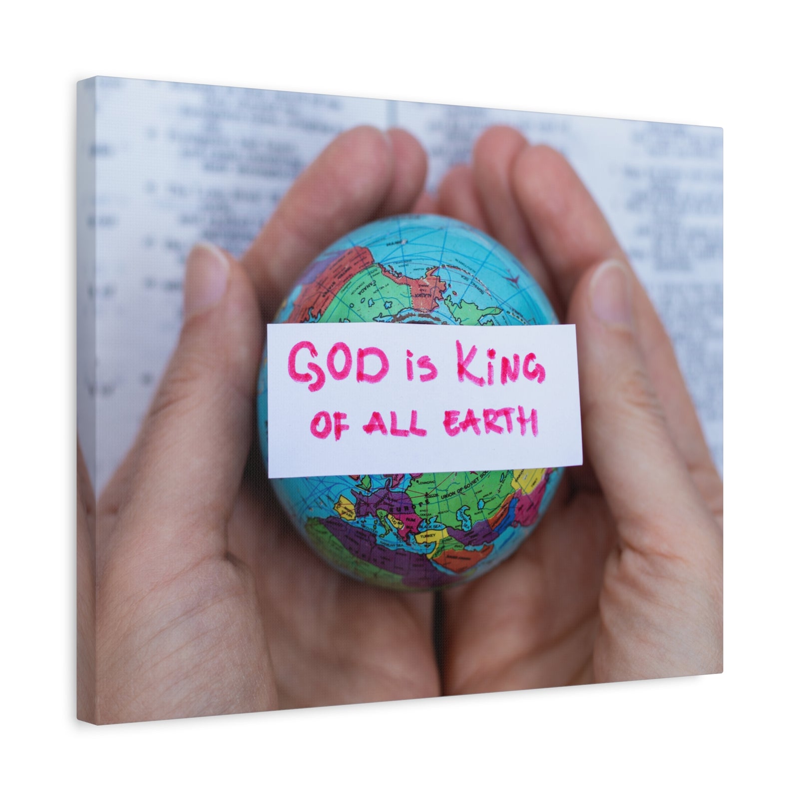 Scripture Canvas King Of All Earth Psalm 29:10 Christian Wall Art Bible Verse Print Ready to Hang-Express Your Love Gifts