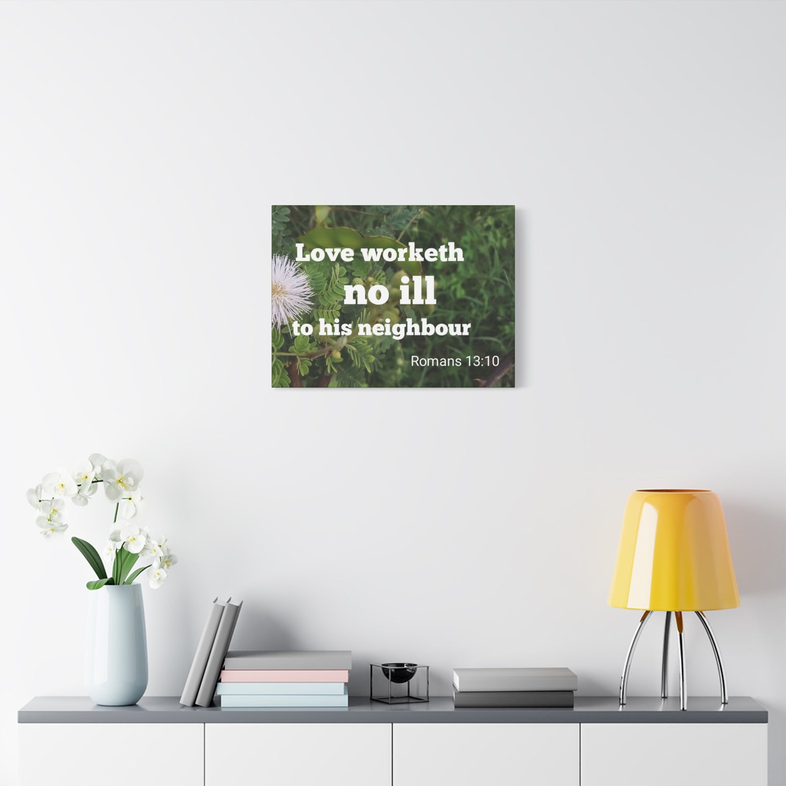 Scripture Canvas Neighbor Romans 13:10 Christian Wall Art Bible Verse Print Ready to Hang-Express Your Love Gifts