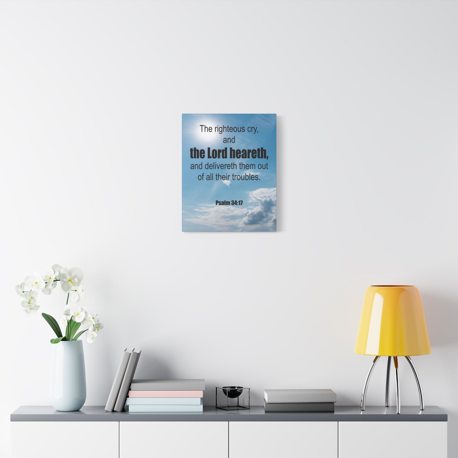 Scripture Walls The Lord Heareth Psalm 34:17 Bible Verse Canvas Christian Wall Art Ready to Hang-Express Your Love Gifts