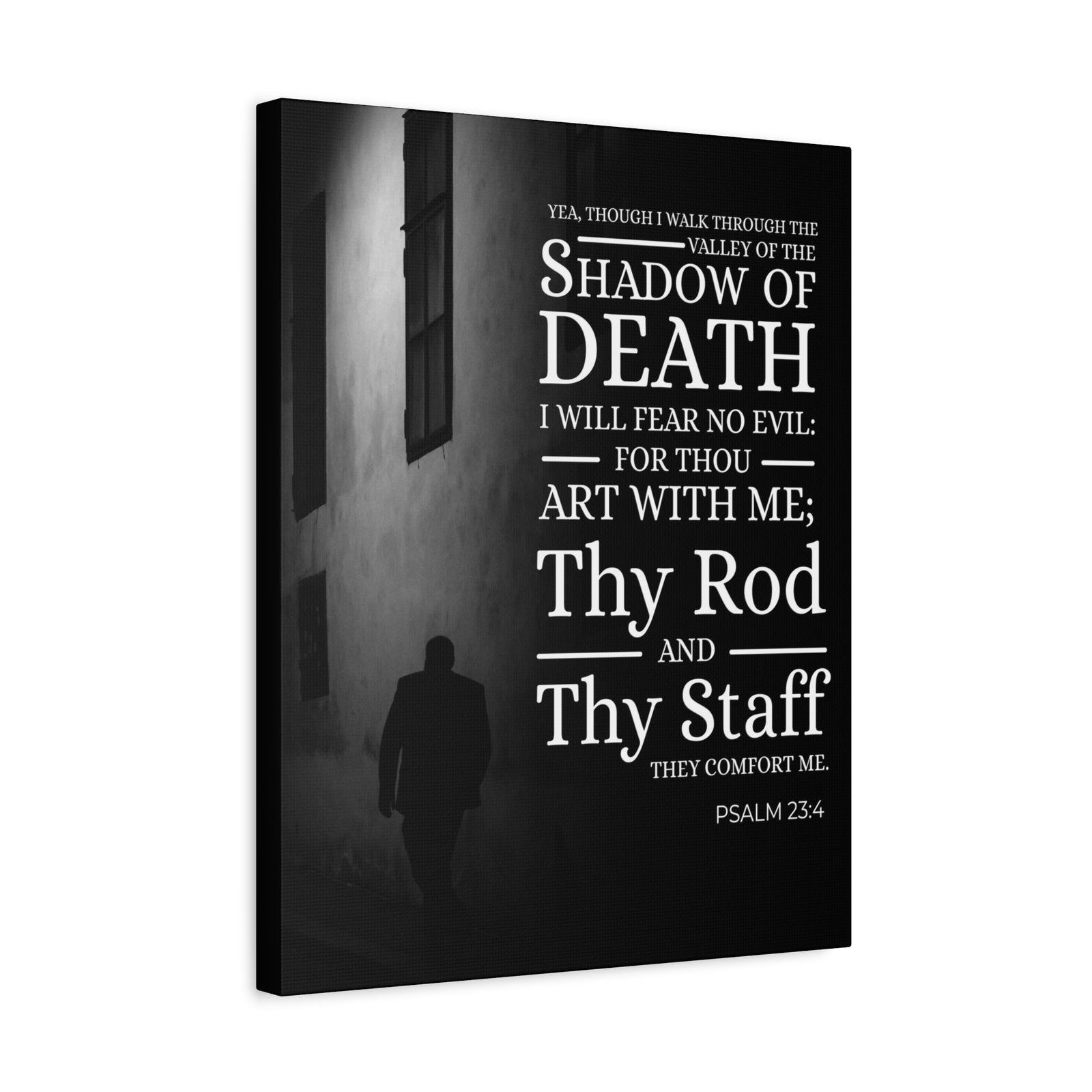 Scripture Canvas Shadow of Death Psalm 23:4 Christian Wall Art Bible Verse Print Ready to Hang-Express Your Love Gifts