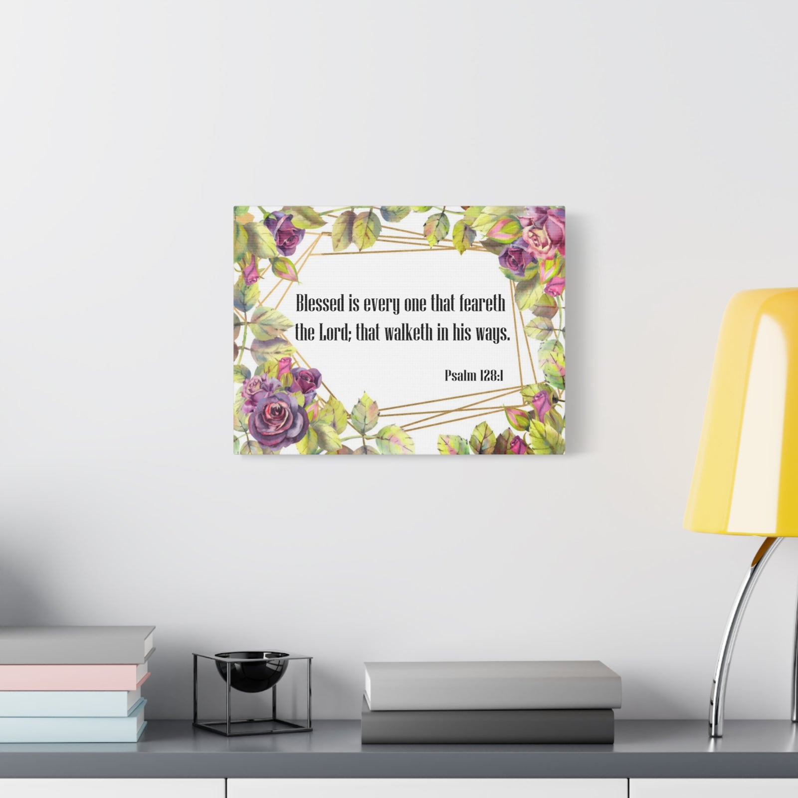 Bible Verse Canvas Blessed is Everyone Psalm 128:1 Christian Home Décor Wall Art Scripture Ready to Hang Faith Print-Express Your Love Gifts