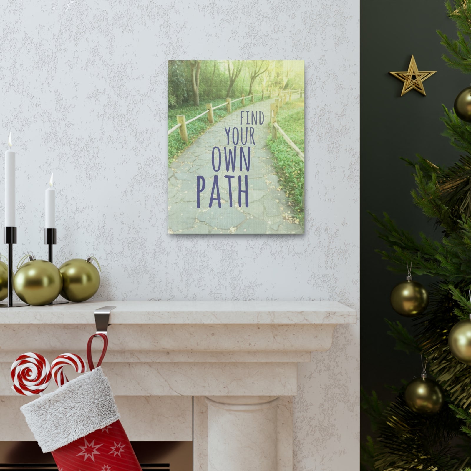 Inspirational Quote Canvas Find Your Own Path Motivational Print Ready to Hang Artwork-Express Your Love Gifts