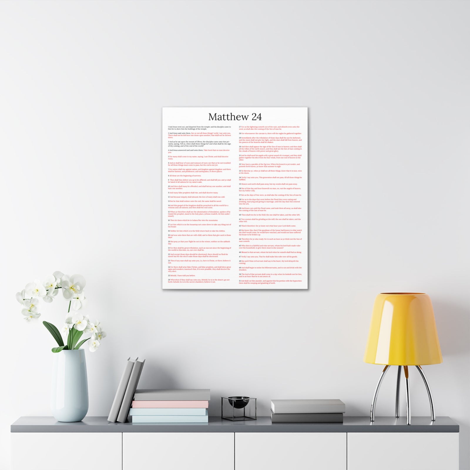 Scripture Walls Matthew 24 Chapter Christ Words in Red Christian Wall Art Print Ready to Hang Unframed-Express Your Love Gifts