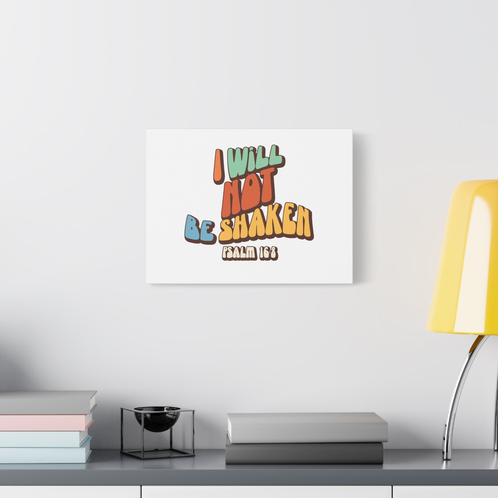 Scripture Walls Not Be Shaken Psalm 16:8 Orange Bible Verse Canvas Christian Wall Art Ready to Hang-Express Your Love Gifts